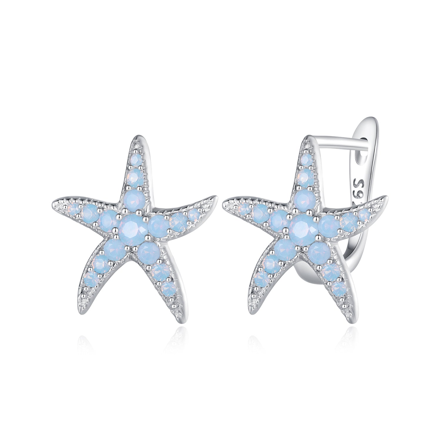 Silver Earrings Blue Starfish Hoop Earrings For Sale - sursenso Earring