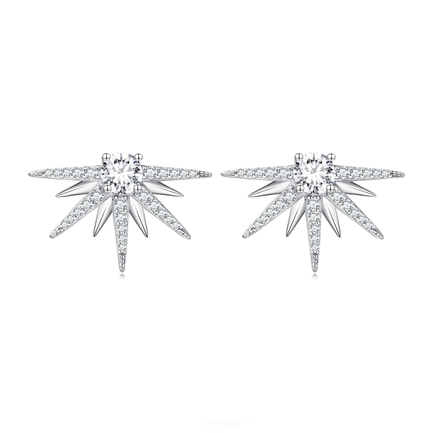 Silver Earrings Brilliant Starburst CZ Stud Earrings For Sale - sursenso Earring