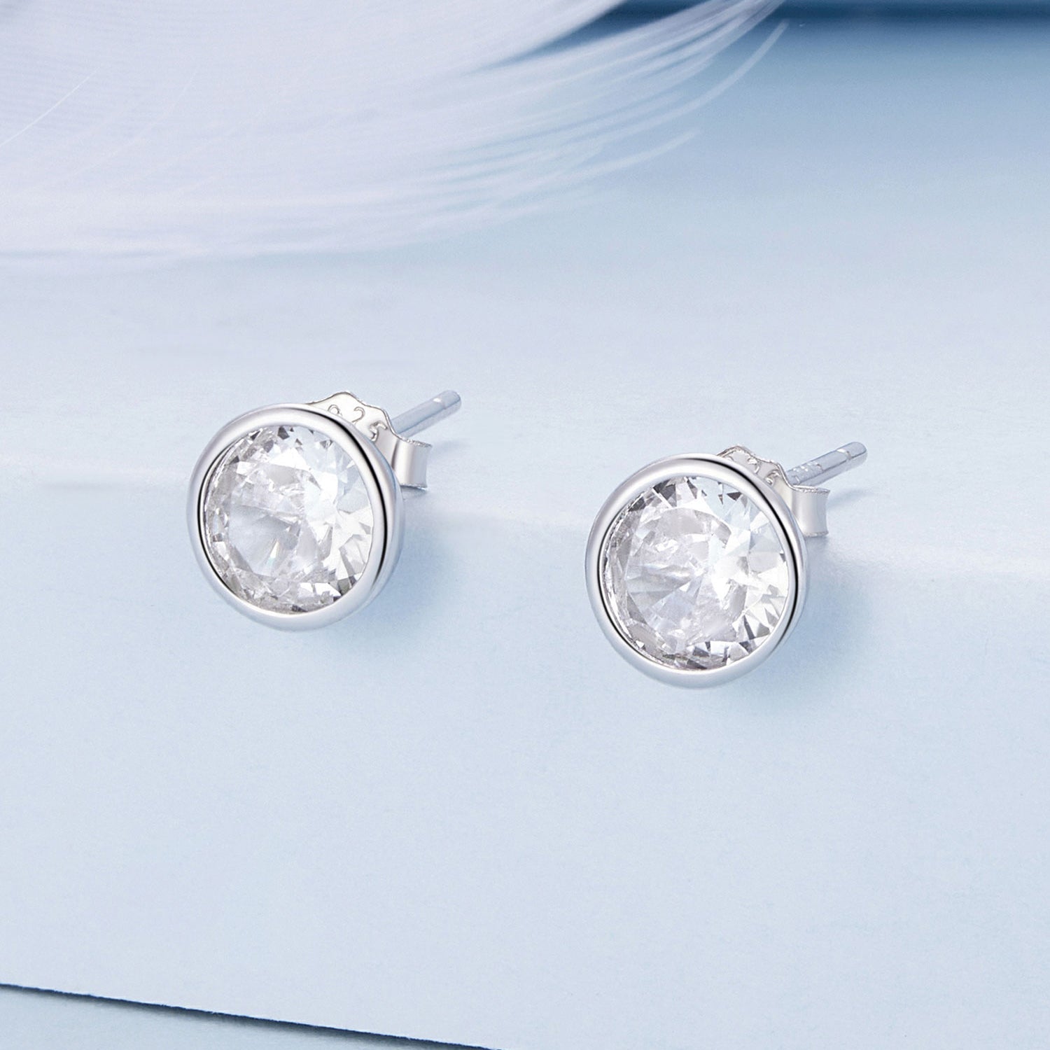 Silver Earrings Circular Flare CZ Stud Earrings For Sale - sursenso Earring