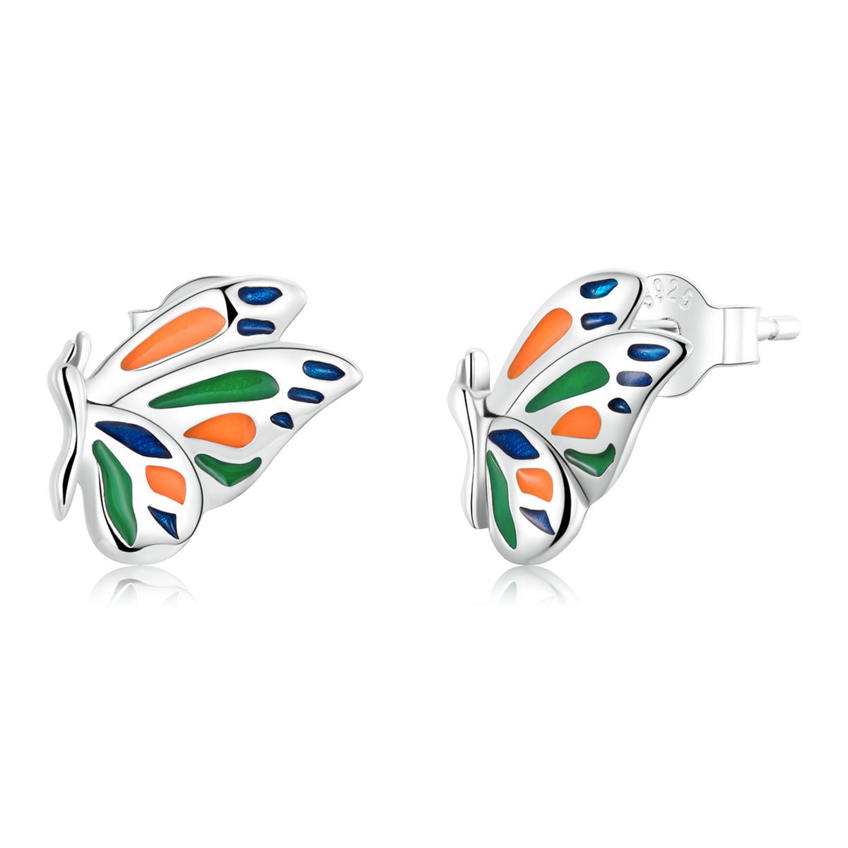 Silver Earrings Coloful Brilliant Butterfly Enamel Stud Earrings For Sale - sursenso Earring