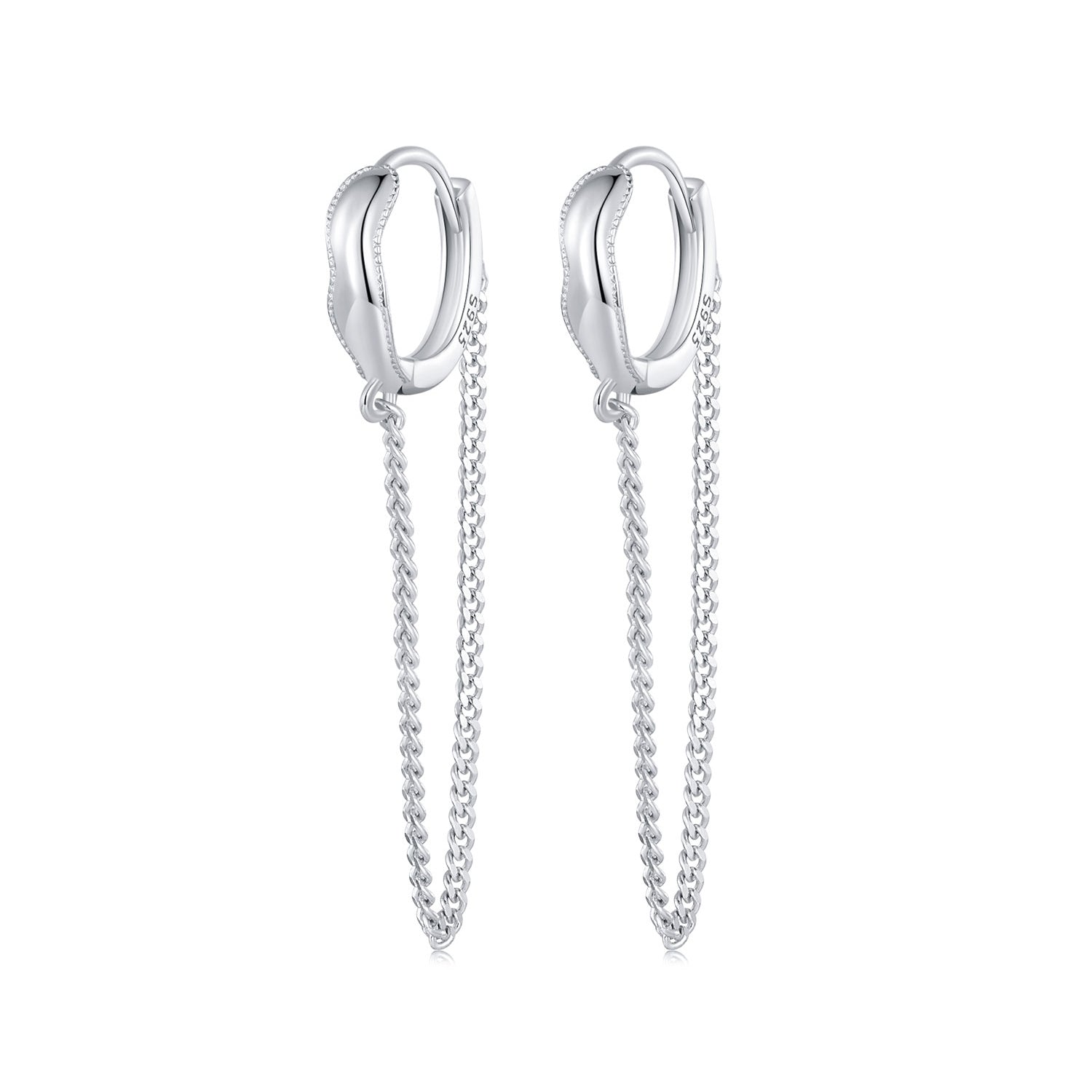 Silver Earrings Delicate Long Tassel Hoop Earrings For Sale - sursenso Earring