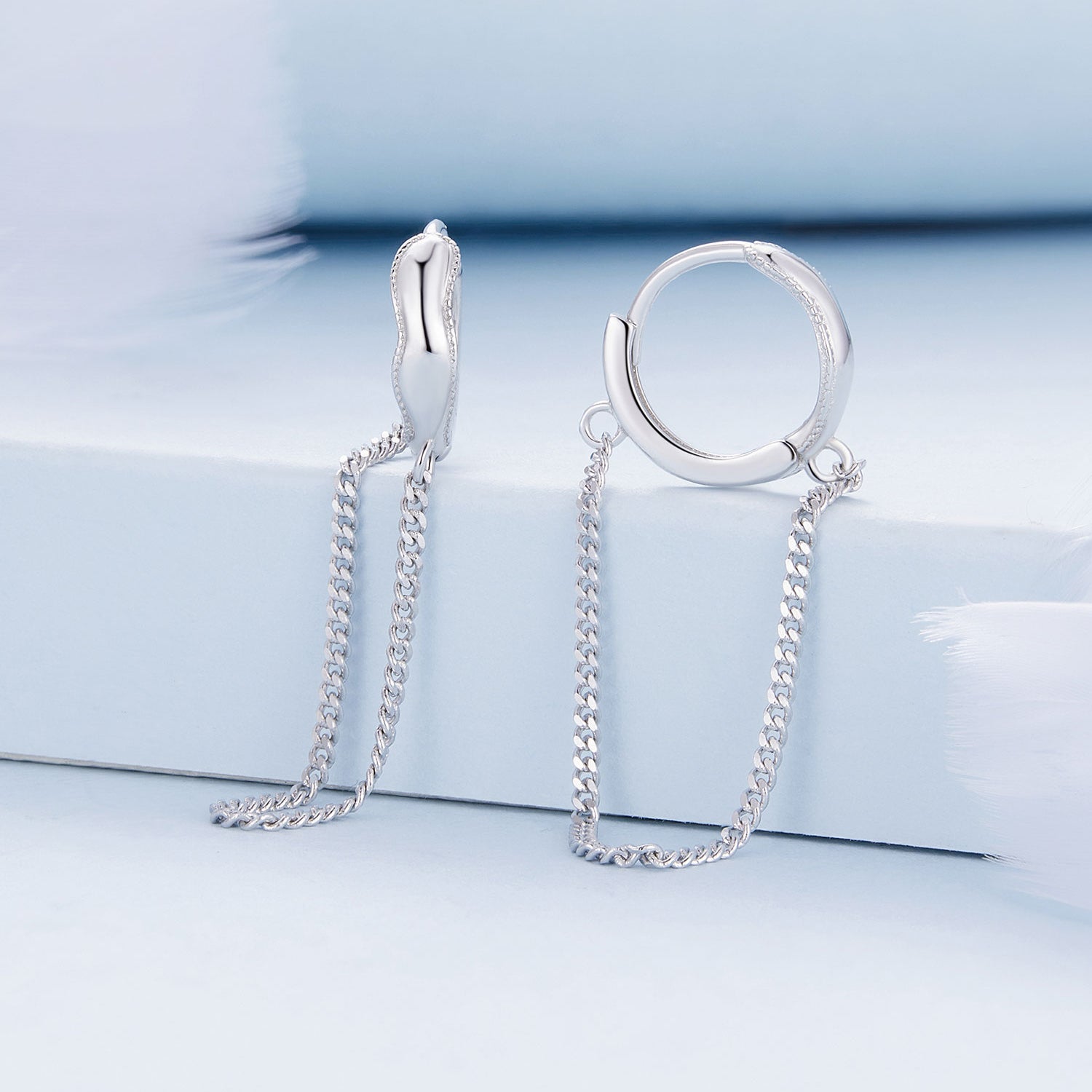 Silver Earrings Delicate Long Tassel Hoop Earrings For Sale - sursenso Earring