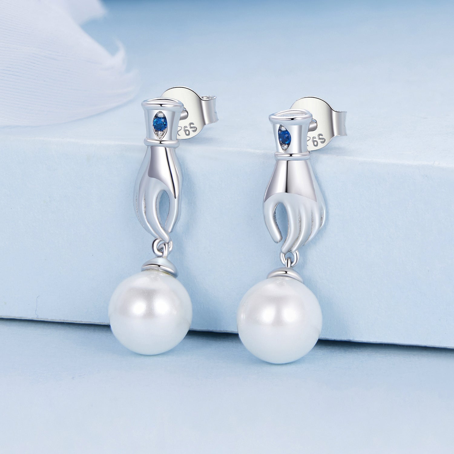 Silver Earrings Devil's Eye Hand CZ Stud Earrings For Sale - sursenso Earring