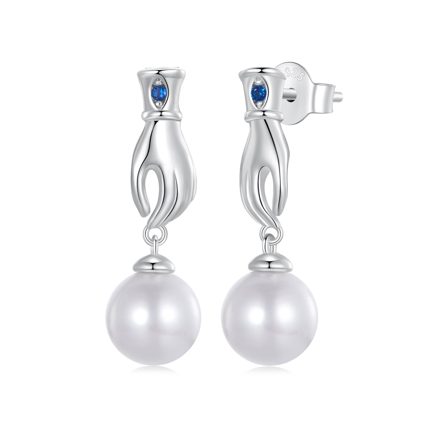 Silver Earrings Devil's Eye Hand CZ Stud Earrings For Sale - sursenso Earring