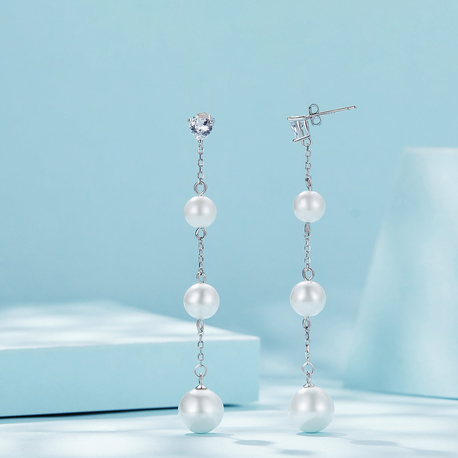 Silver Earrings Dynamic Tassel with Mild Shell Beads CZ Earrings For Sale - sursenso Earring