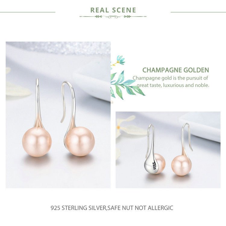 Silver Earrings Elegant Gold Round Pearl Drop Earrings For Sale - sursenso Earring