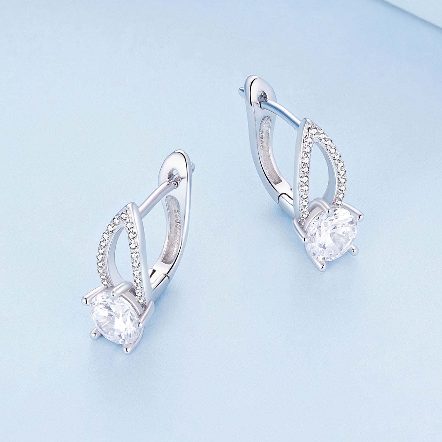 Silver Earrings Exquisite Hollowing CZ Hoop Earrings For Sale - sursenso Earring