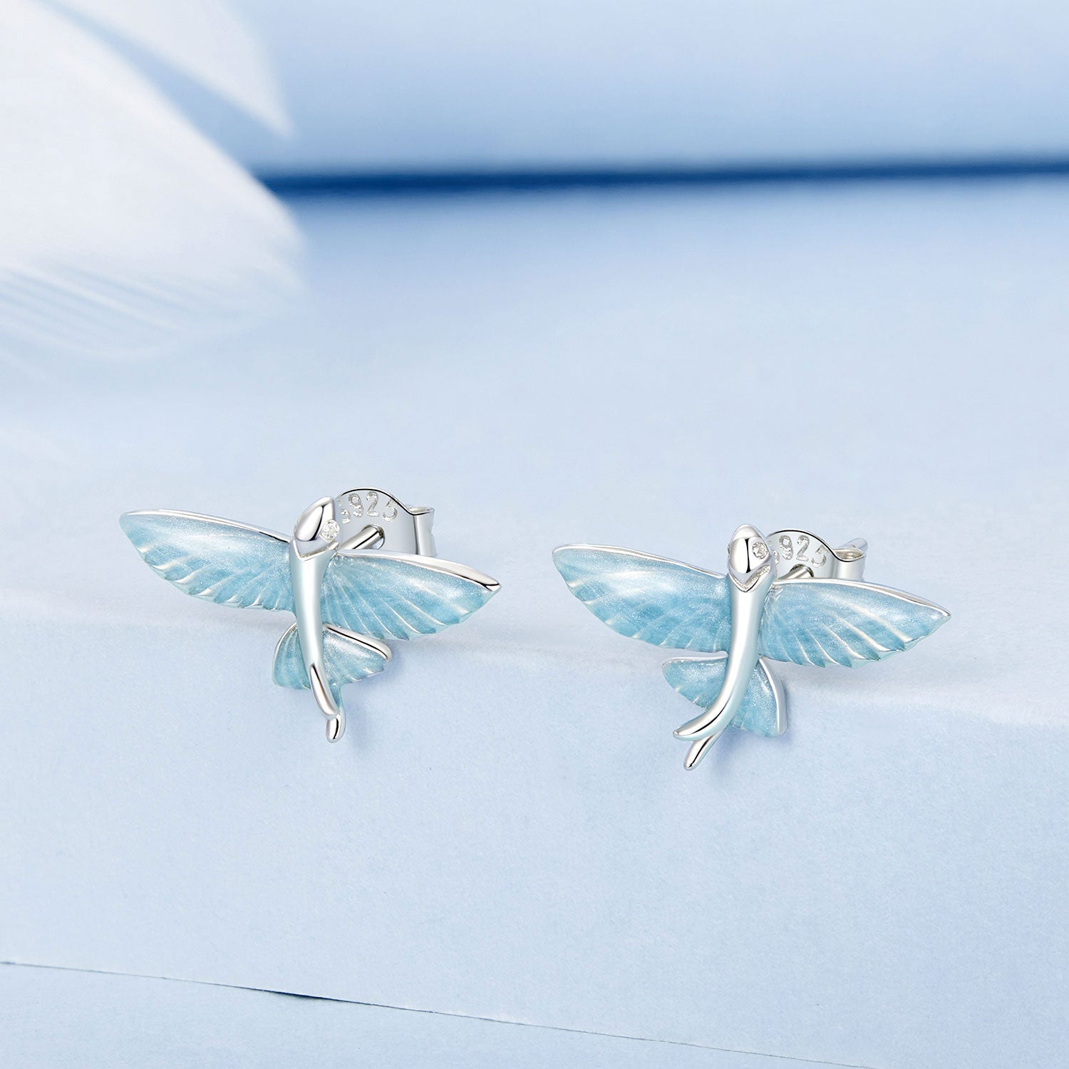Silver Earrings Flying Fish CZ Stud Earrings For Sale - sursenso Earring