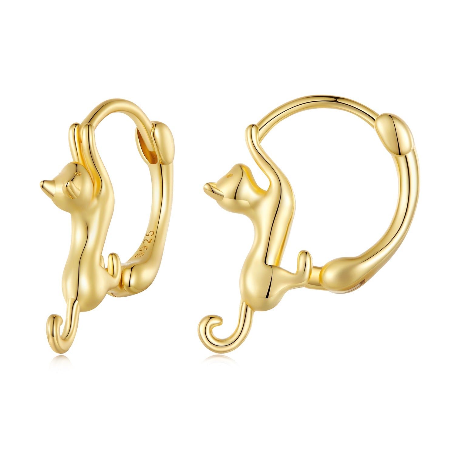 Silver Earrings Golden Stretch Kitten Hoop Earrings For Sale - sursenso Earring