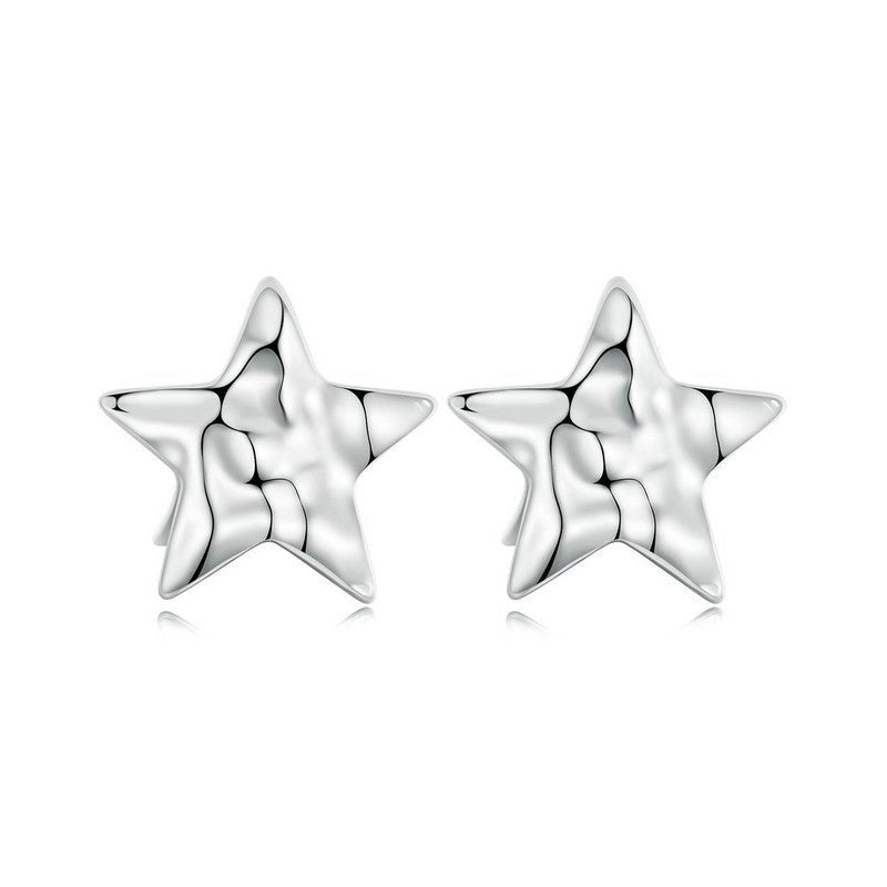 Silver Earrings Grated Star Stud Earrings For Sale - sursenso Earring