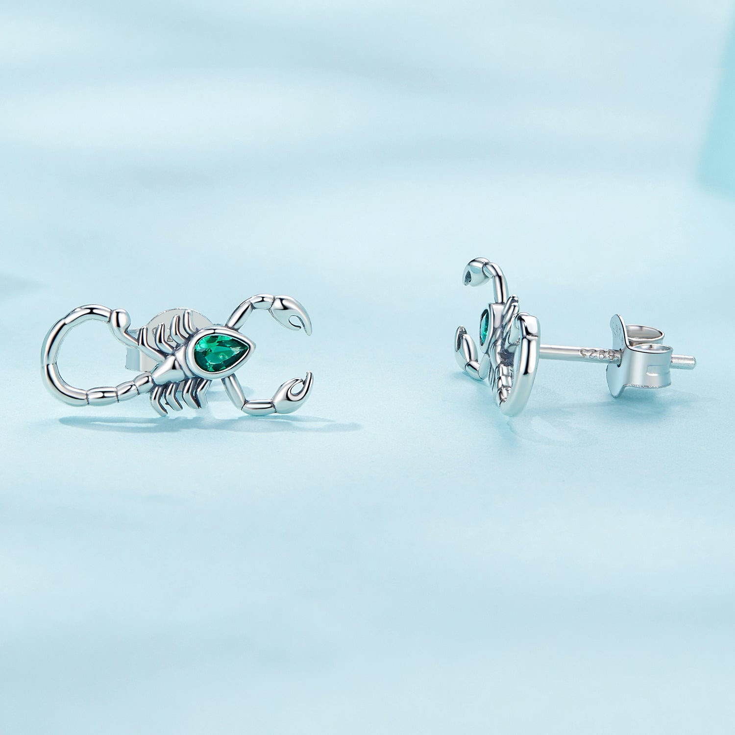 Silver Earrings Green Scorpion CZ Stud Earrings For Sale - sursenso Earring