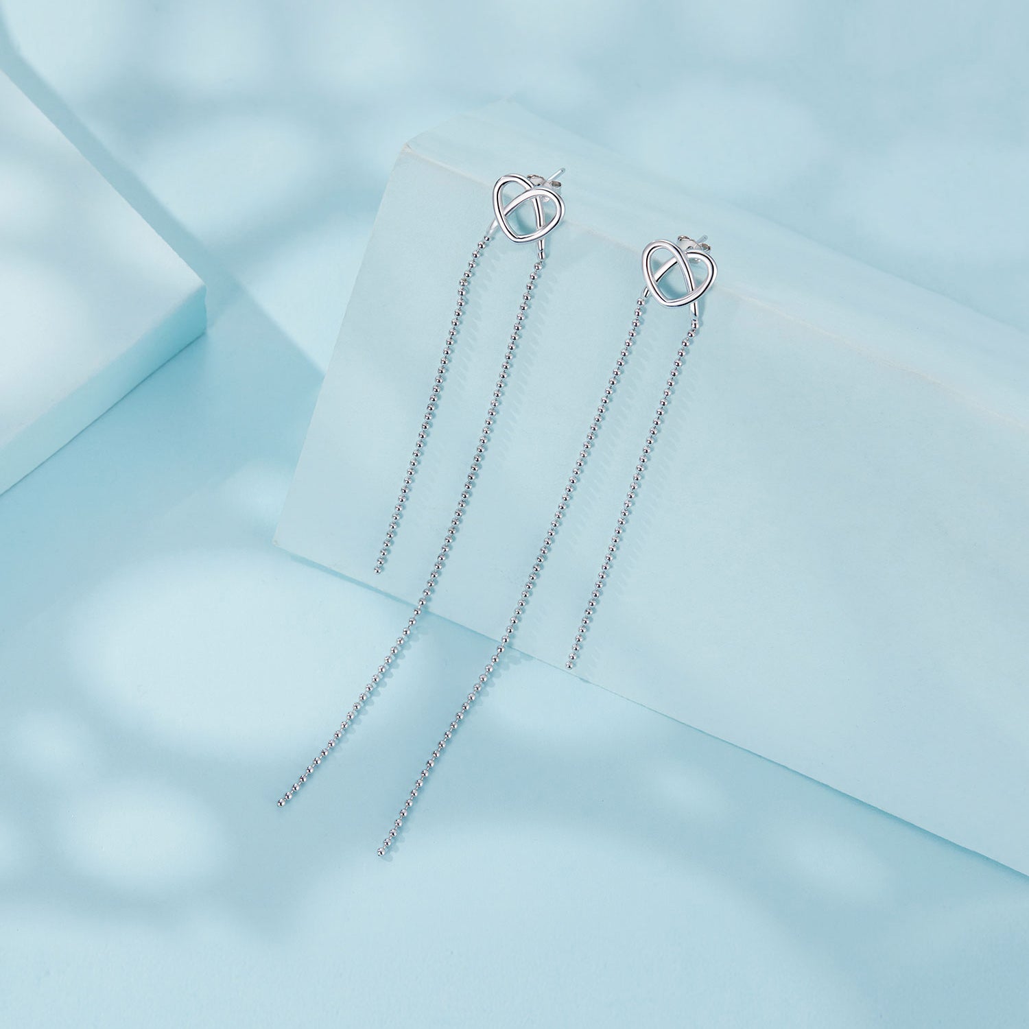 Silver Earrings Heart Shaped Tassel Stud Earrings For Sale - sursenso Earring