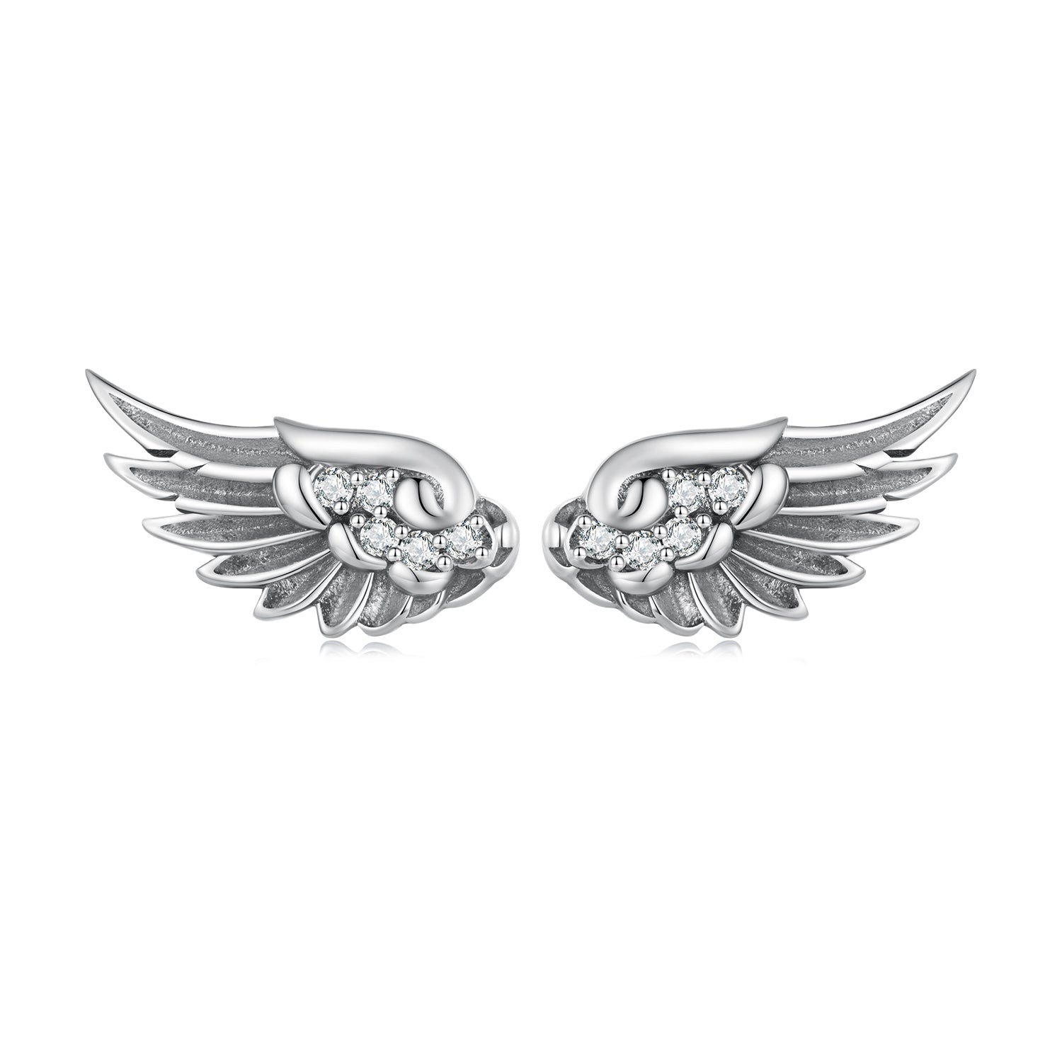 Silver Earrings Holy Angel Wings CZ Stud Earrings For Sale - sursenso Earring