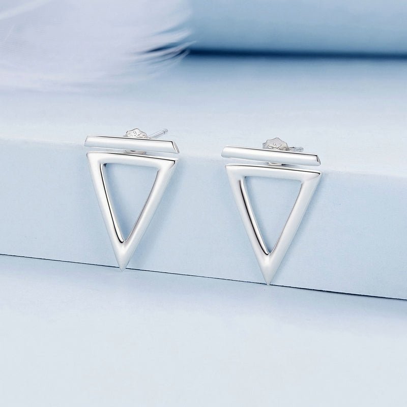 Silver Earrings Inverted Triangle Stud Earrings For Sale - sursenso Earring