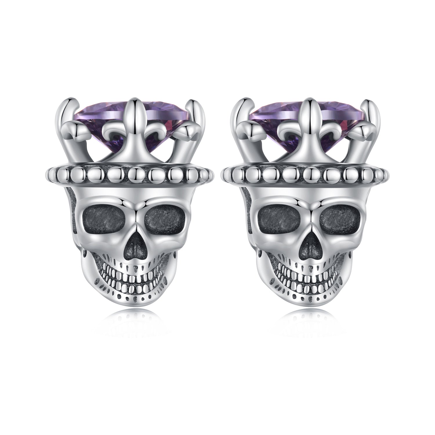 Silver Earrings King of Skull CZ Stud Earrings For Sale - sursenso Earring