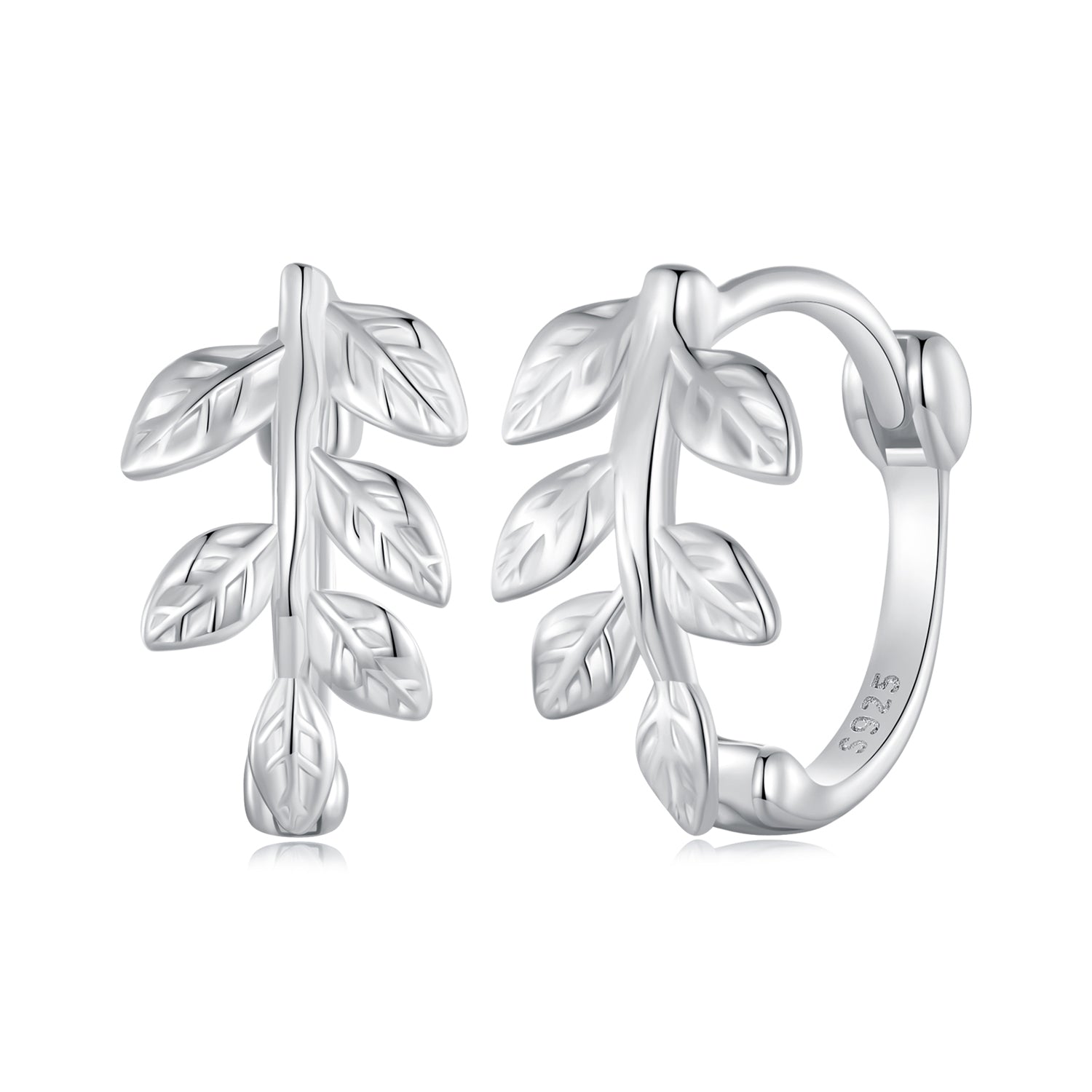 Silver Earrings Leaf Hoop Earrings For Sale - sursenso Earring