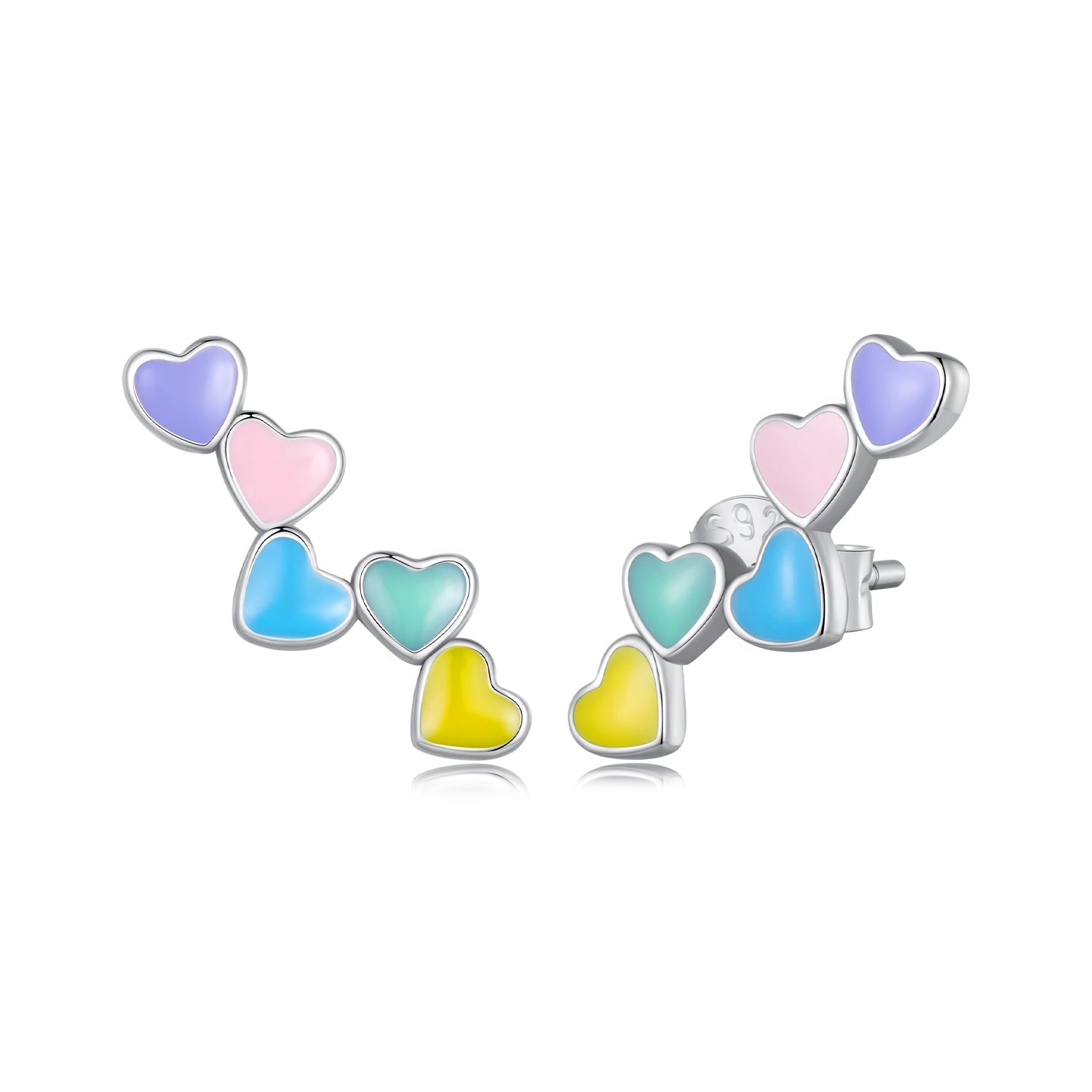 Silver Earrings Love Color Stud Earrings For Sale - sursenso Earring