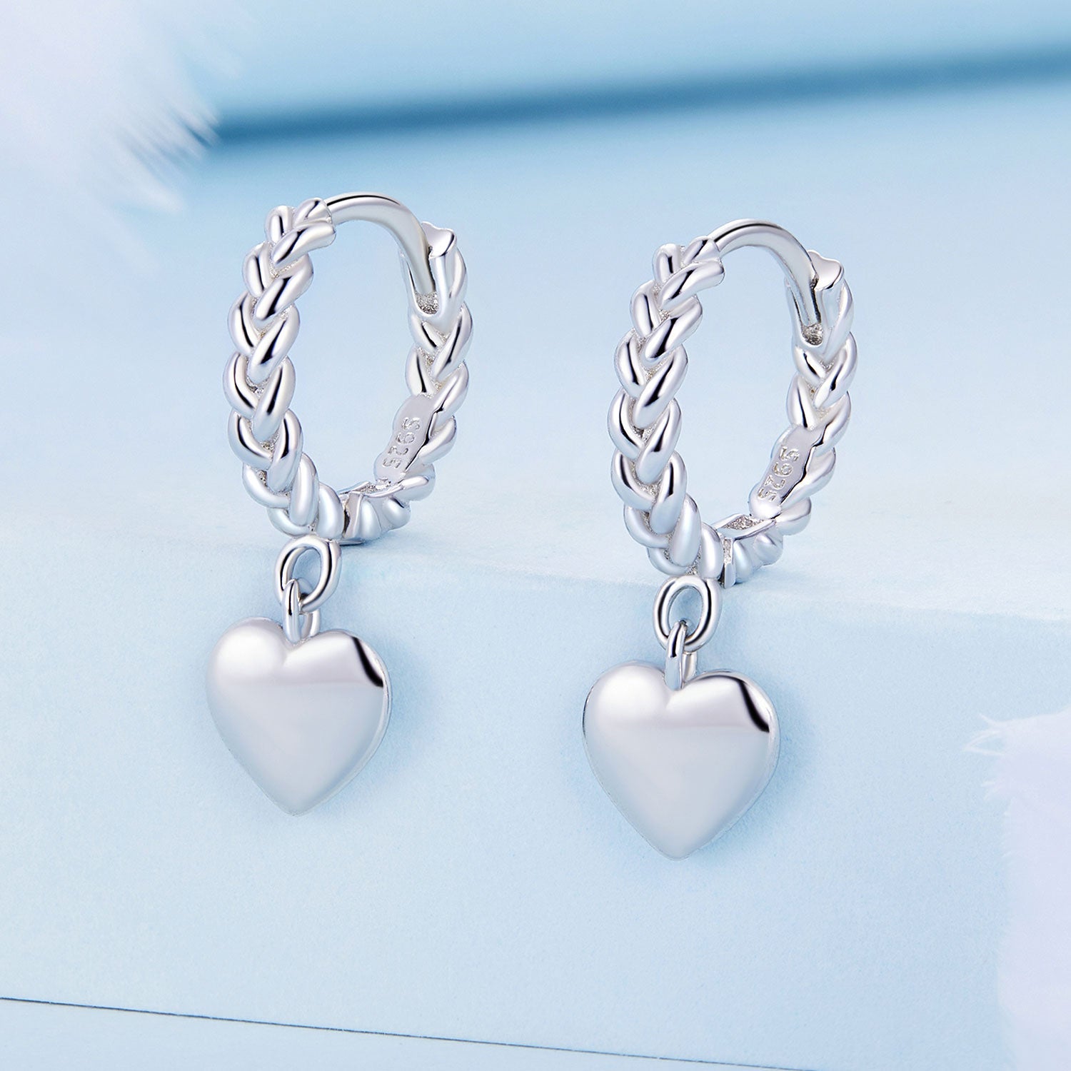 Silver Earrings Love Twist Pendant Drop Hoop Earrings For Sale - sursenso Earring
