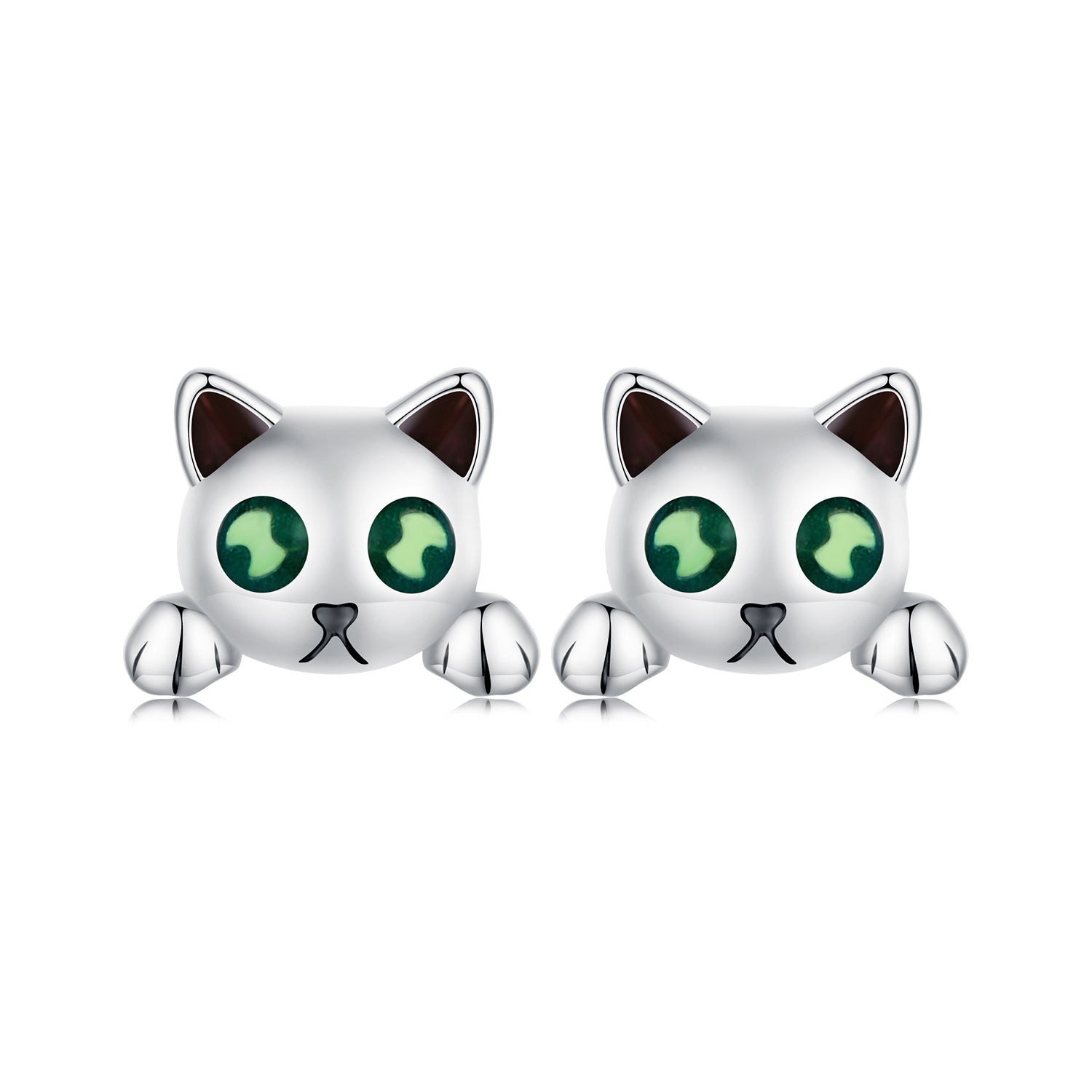 Silver Earrings Luminous Cat Stud Earrings For Sale - sursenso Earring