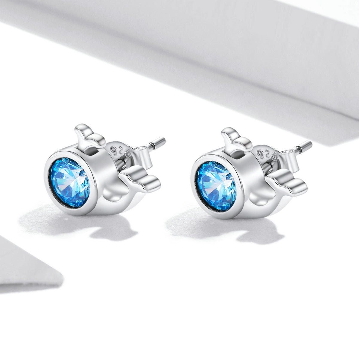 Silver Earrings Mini Whale Dazzling CZ Stud Earrings For Sale - sursenso Earring