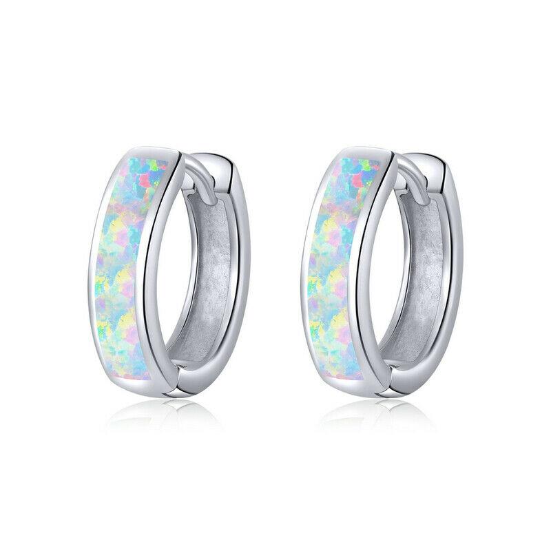 Silver Earrings Opal Hoop Earrings For Sale - sursenso Earring