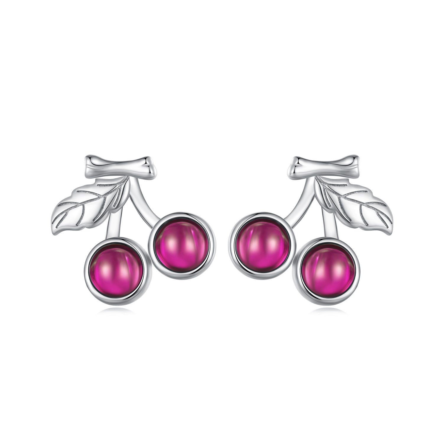 Silver Earrings Pink Cherry Stud Earrings For Sale - sursenso Earring