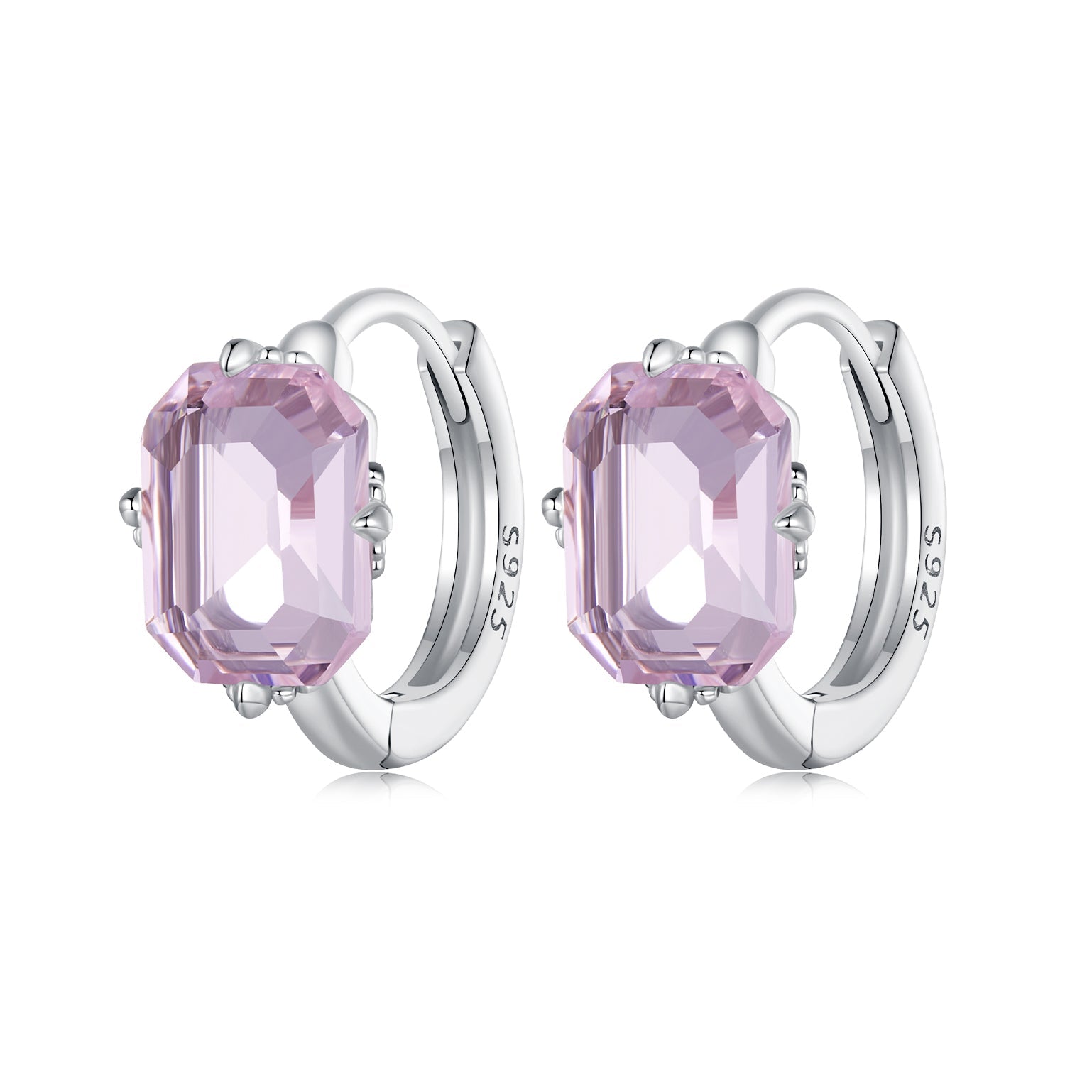 Silver Earrings Pink Gemstone Hoop Earrings For Sale - sursenso Earring