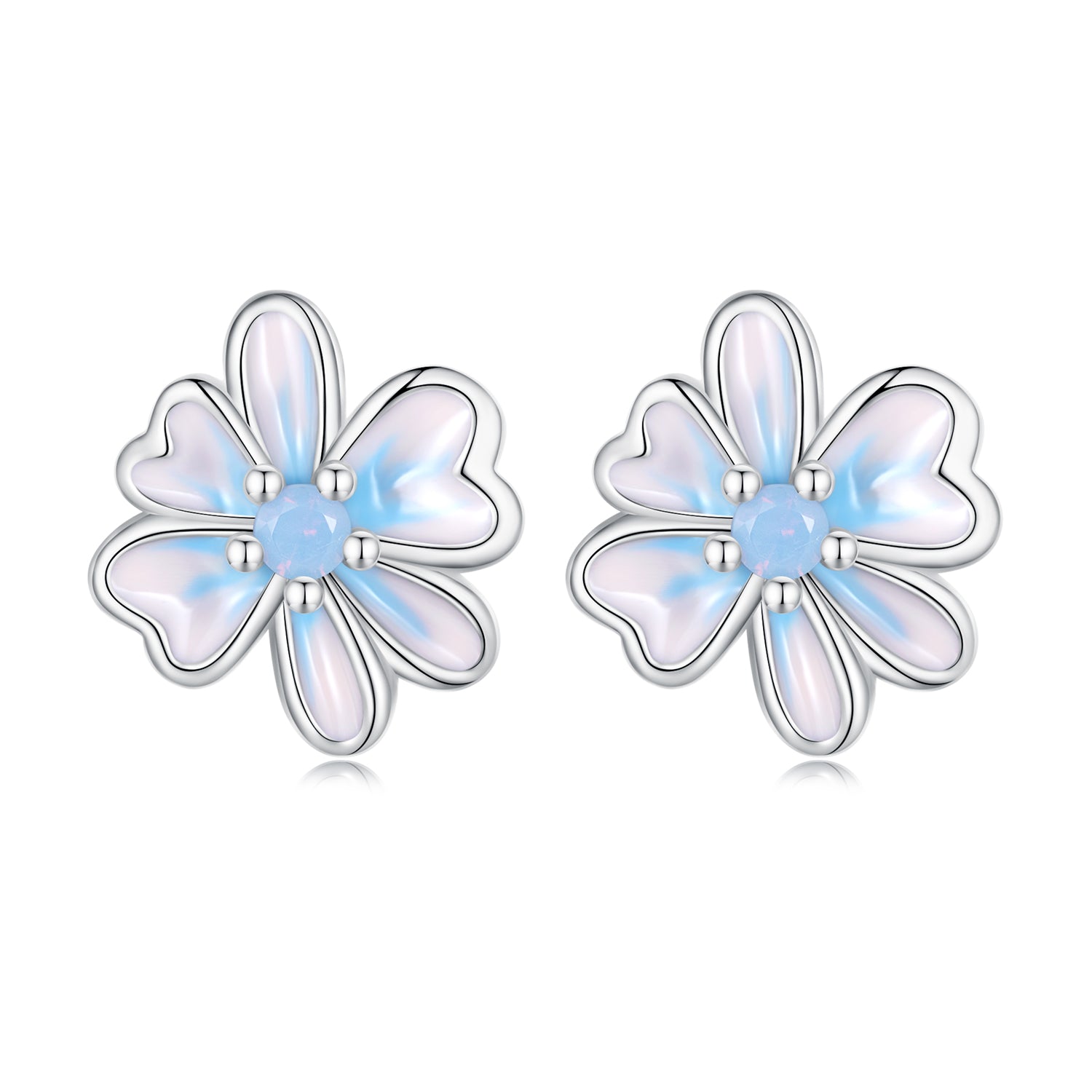 Silver Earrings Quietly Elegant Blue Orchid Stud Earrings For Sale - sursenso Earring