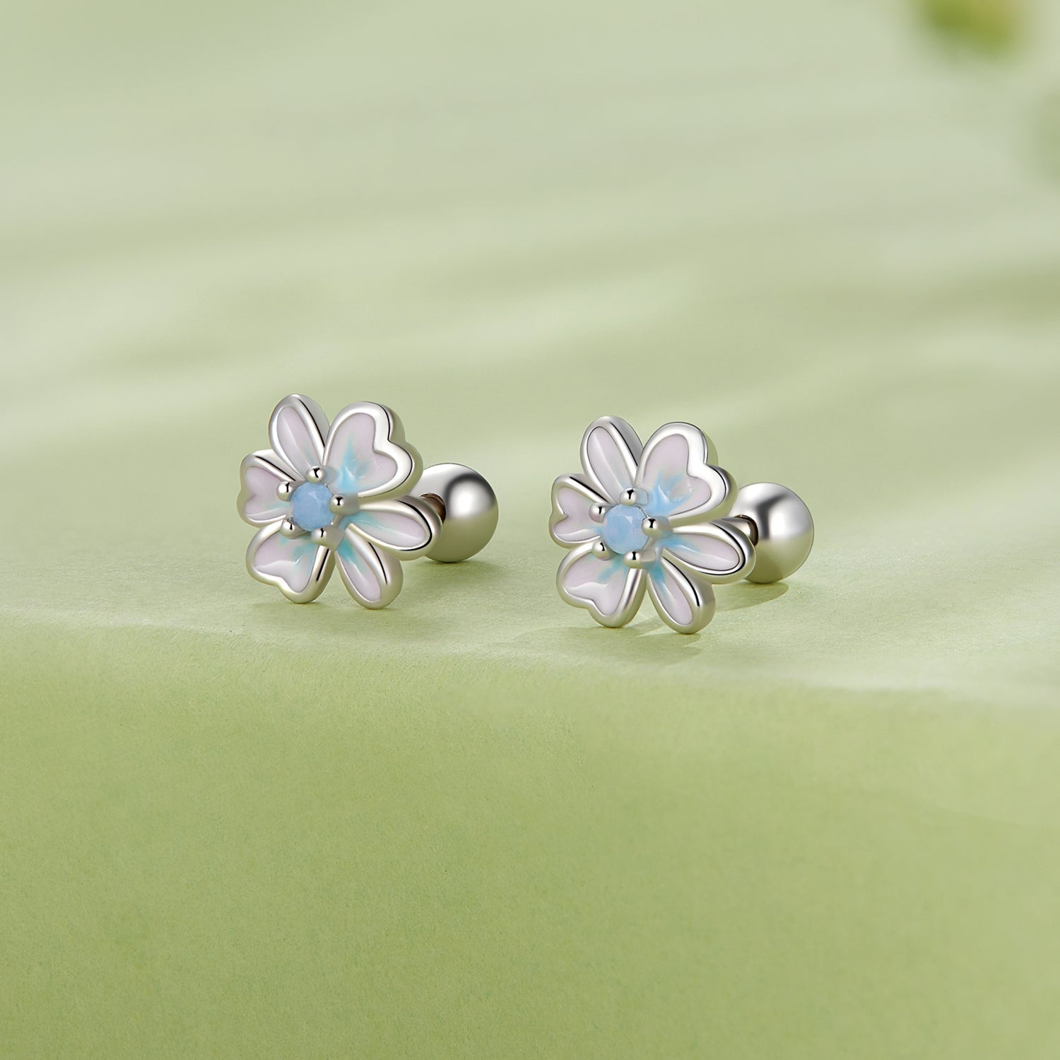Silver Earrings Quietly Elegant Blue Orchid Stud Earrings For Sale - sursenso Earring