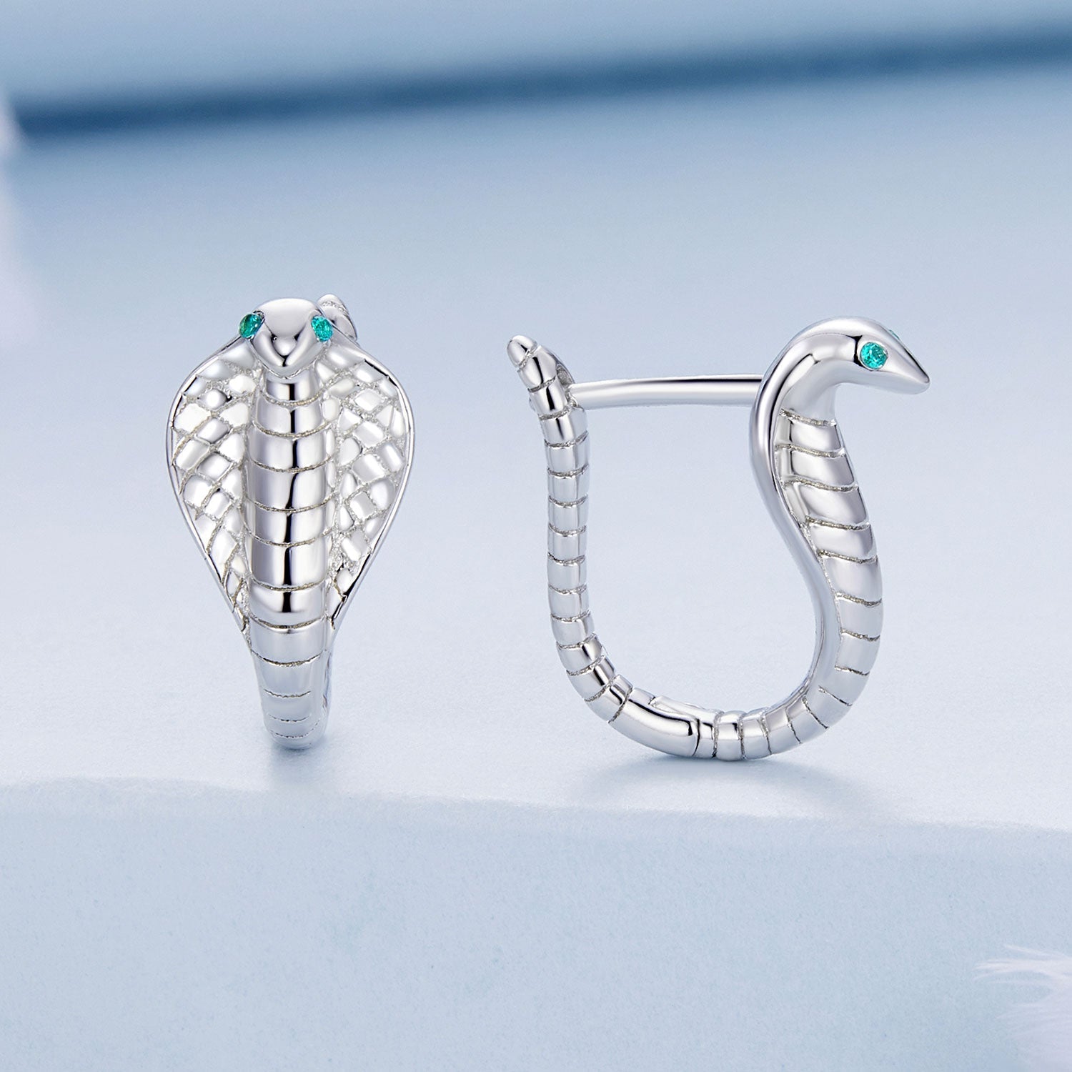 Silver Earrings Reborn Cobra CZ Hoop Earrings For Sale - sursenso Earring