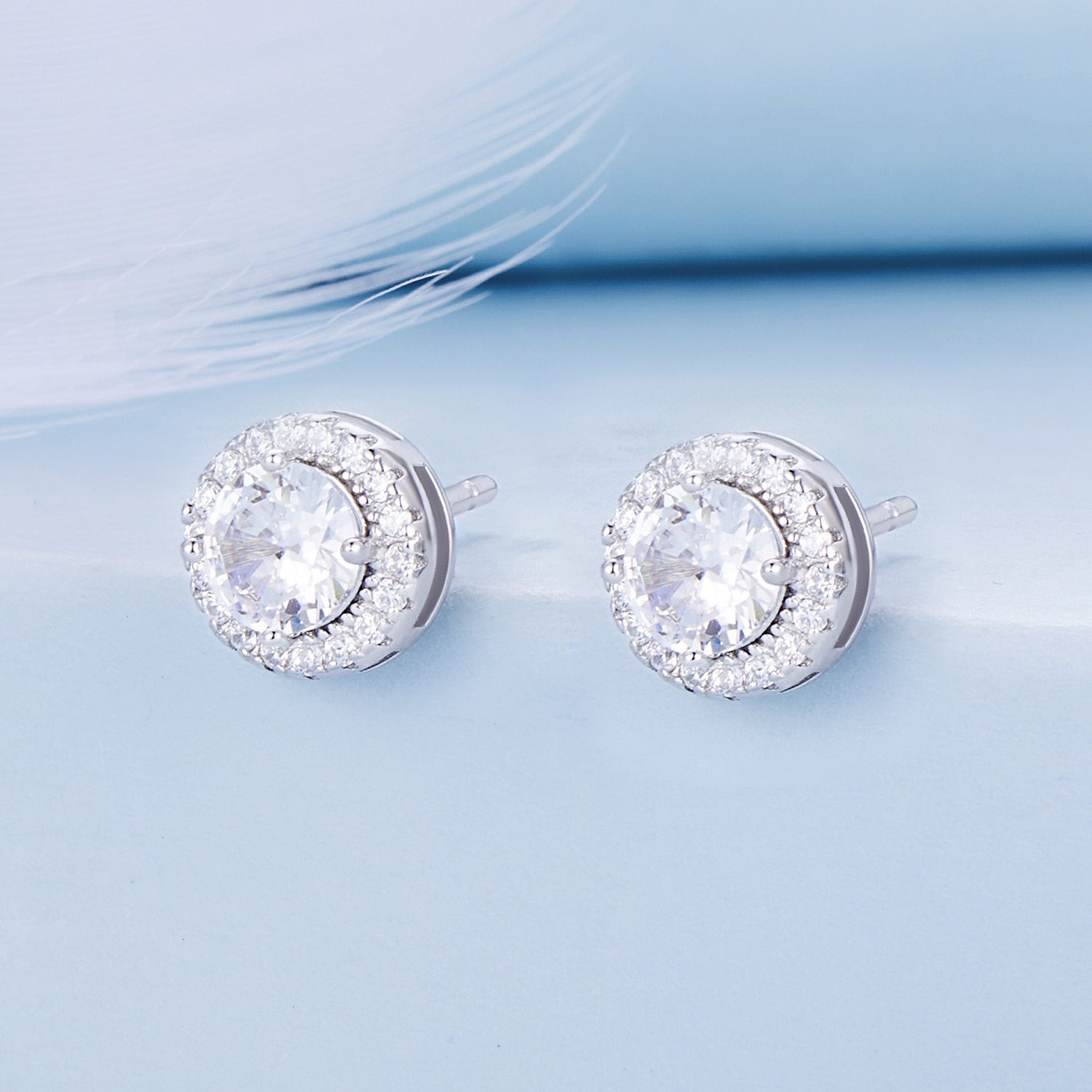 Silver Earrings Round Affordable Luxury CZ Stud Earrings For Sale - sursenso Earring