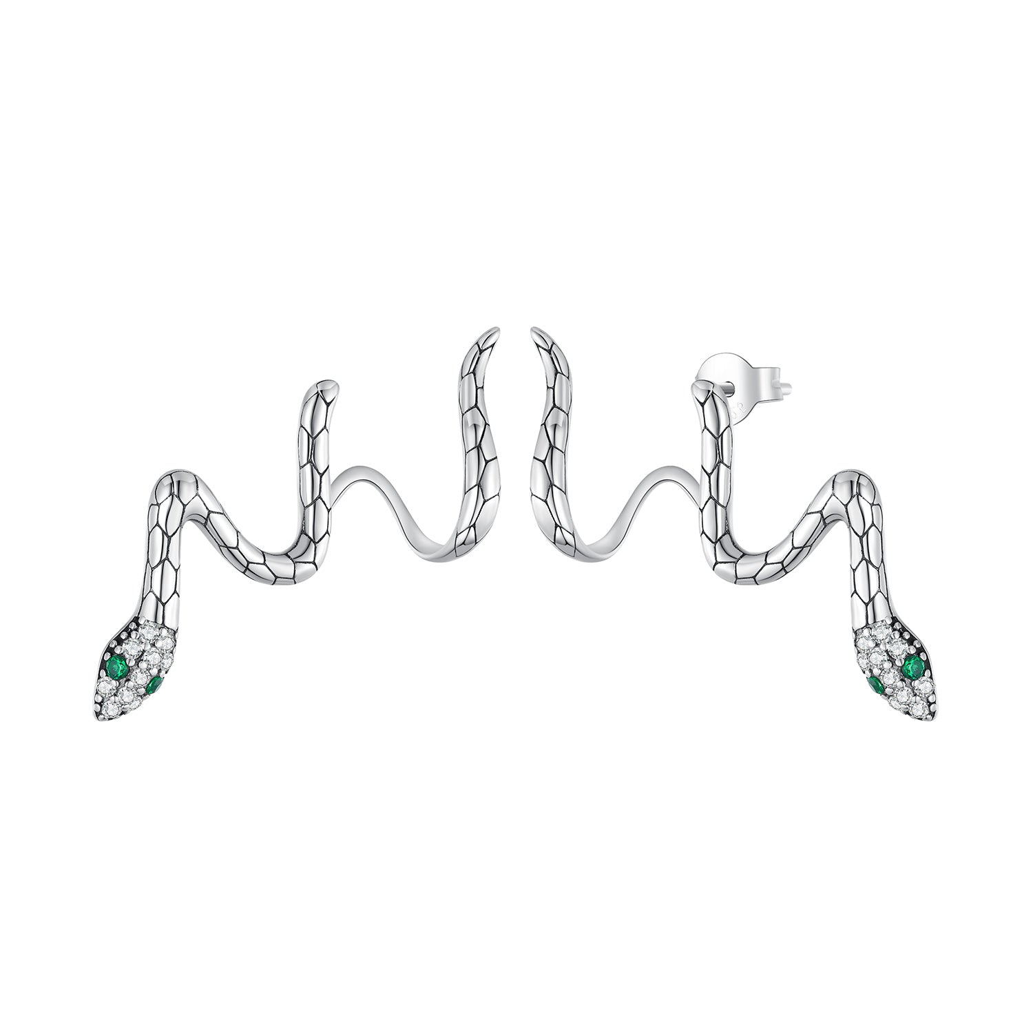 Silver Earrings Serpentine Snake CZ Stud Earrings For Sale - sursenso Earring