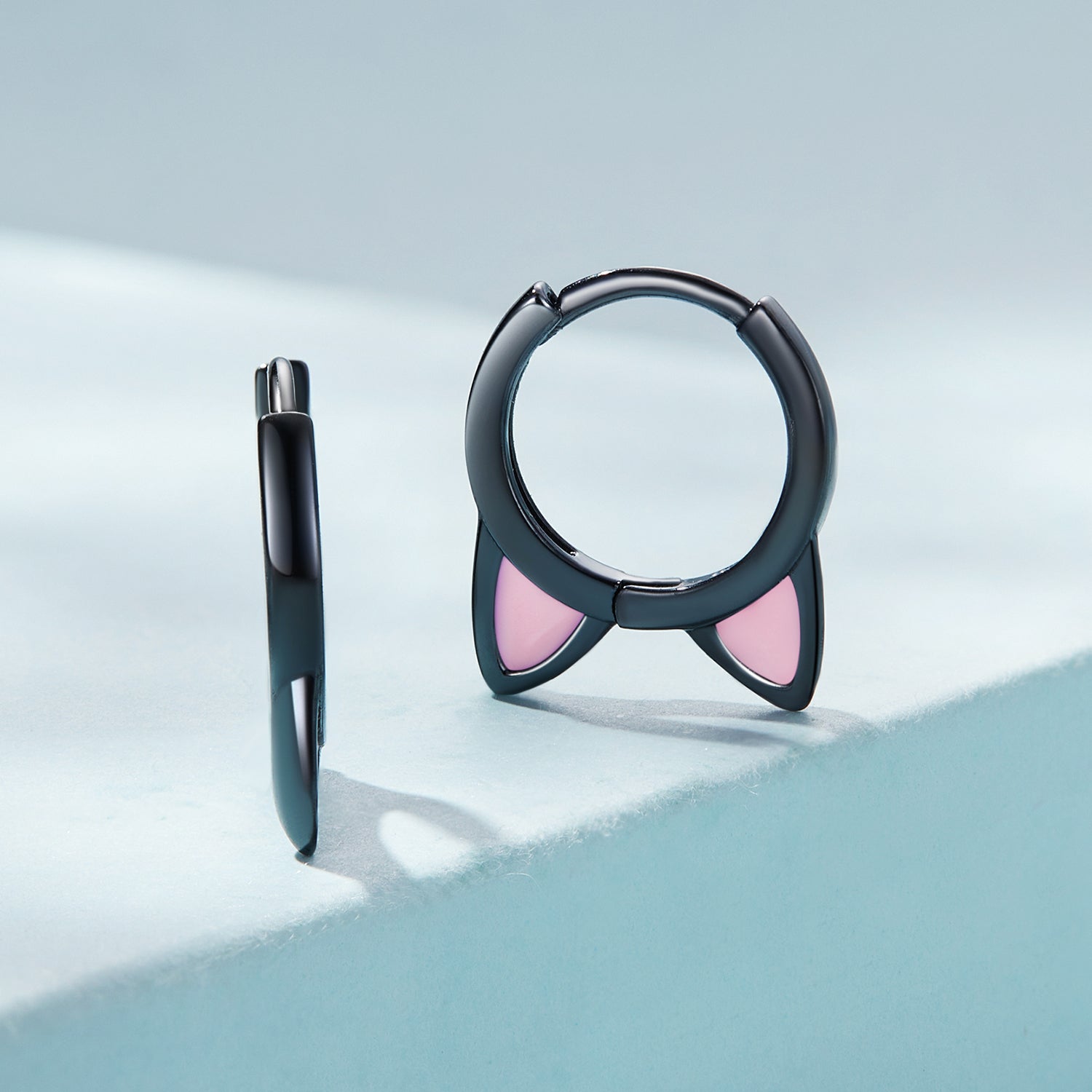 Silver Earrings Sexy Black Cat Ears Hoop Earrings For Sale - sursenso Earring