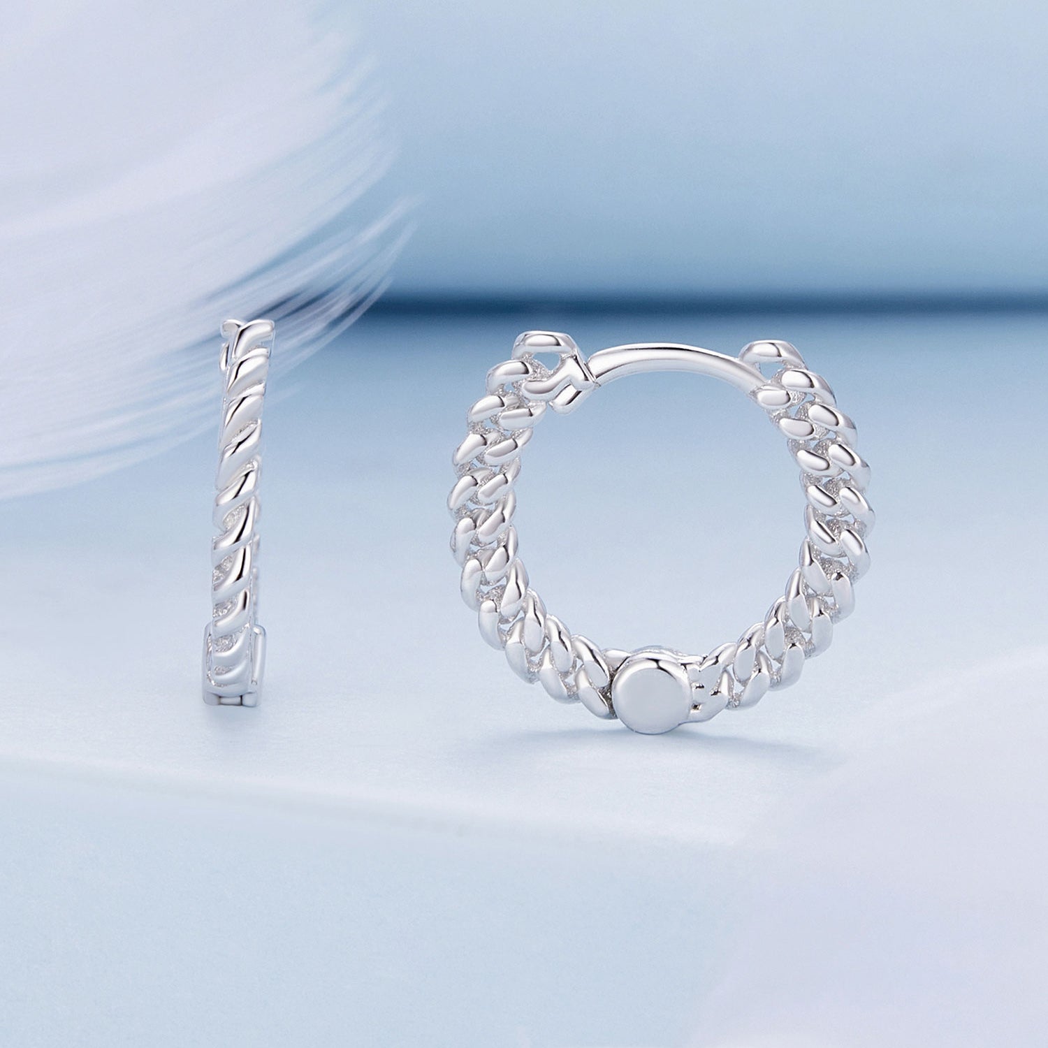 Silver Earrings Simple Twist Chain Hoop Earrings For Sale - sursenso Earring