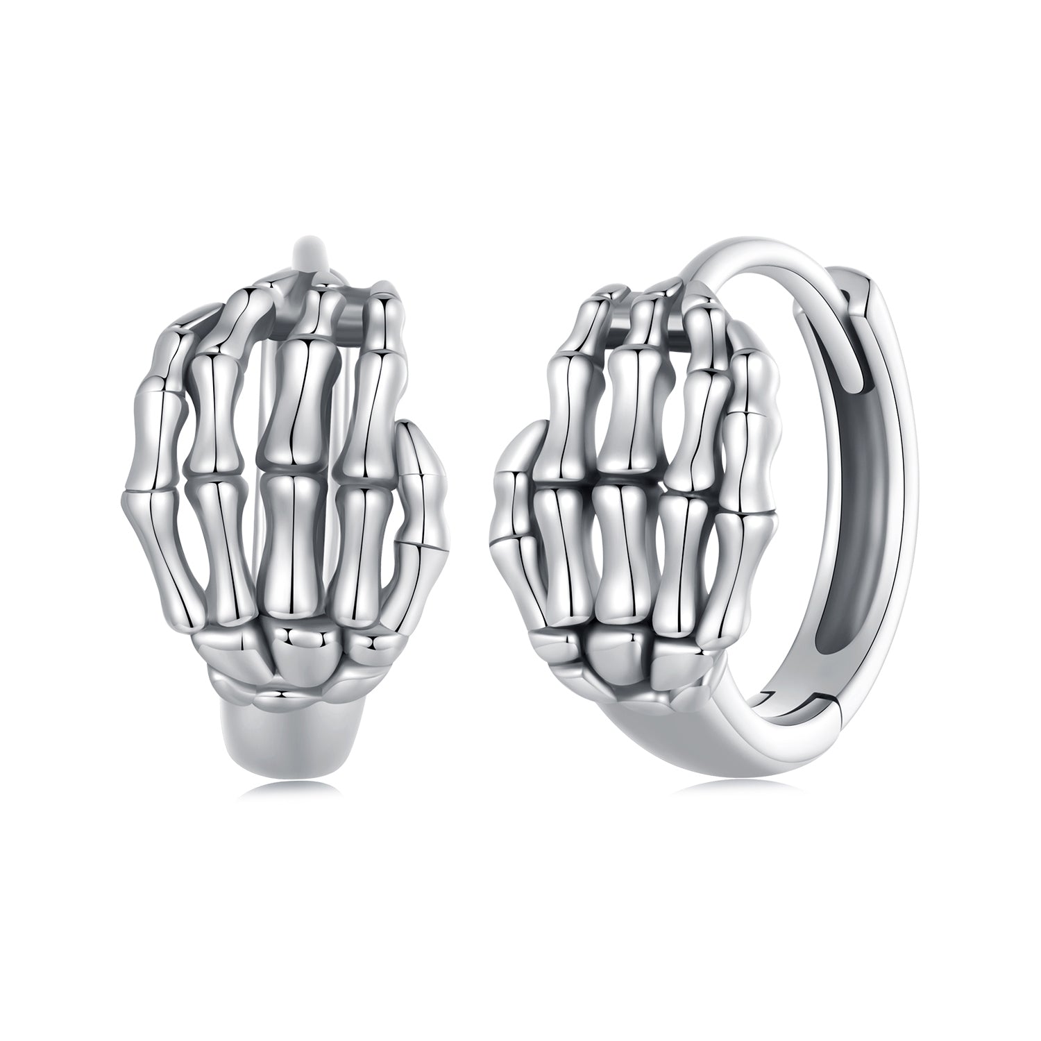 Silver Earrings Skeleton Hand Hoop Earrings For Sale - sursenso Earring