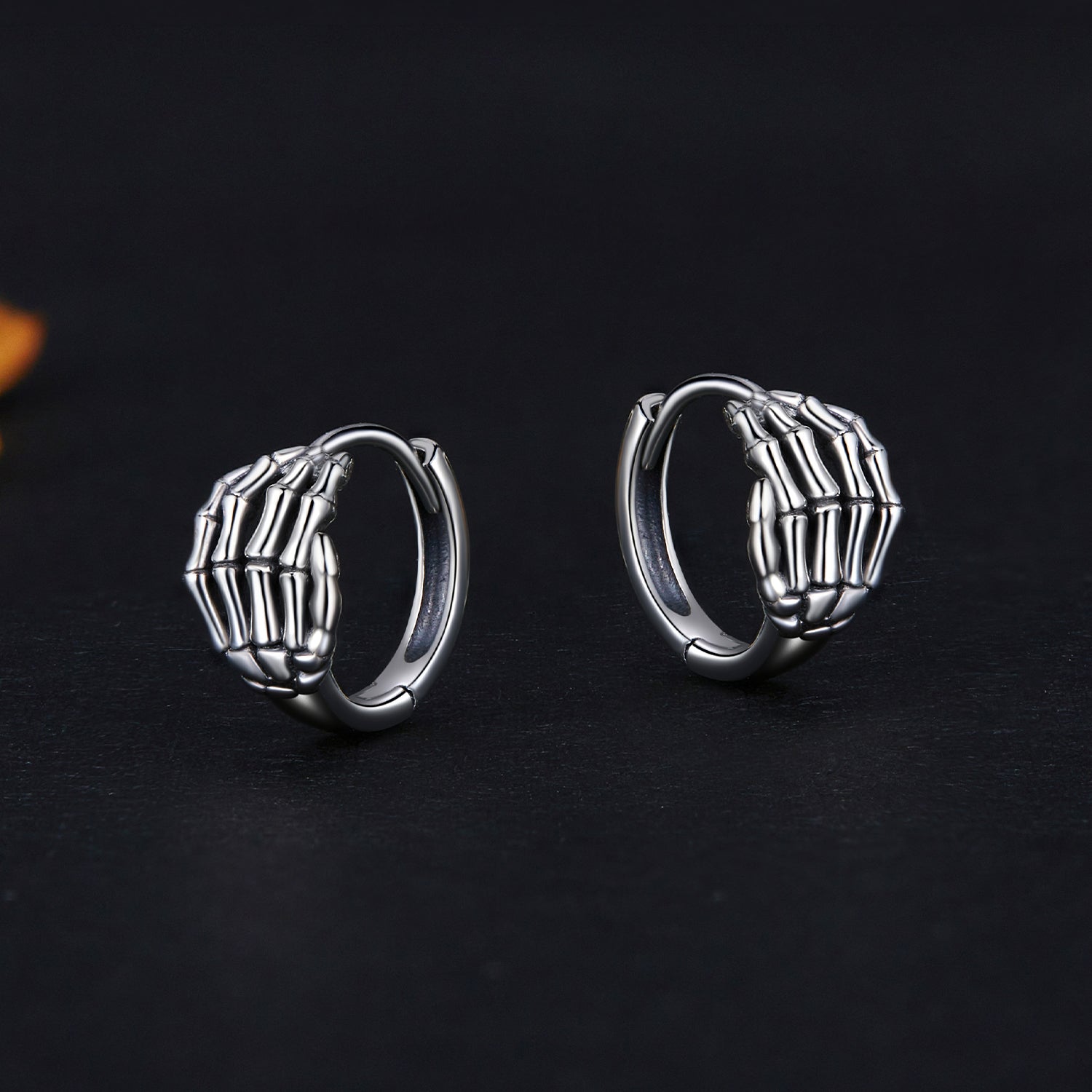 Silver Earrings Skeleton Hand Hoop Earrings For Sale - sursenso Earring