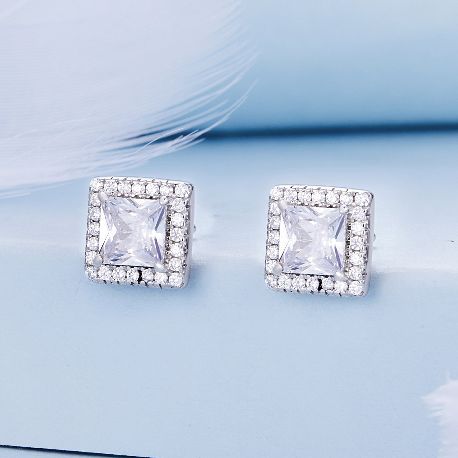Silver Earrings Square Affordable Luxury CZ Stud Earrings For Sale - sursenso Earring