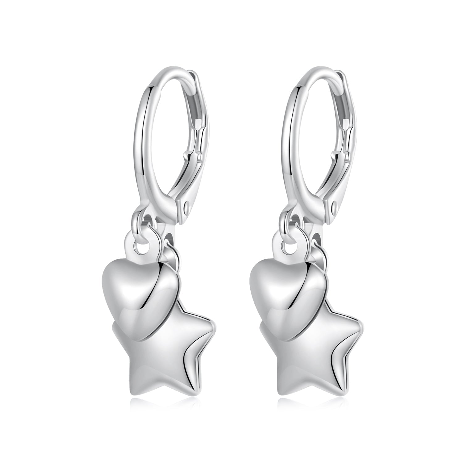 Silver Earrings Stars Lock Love Hoop Earrings For Sale - sursenso Earring