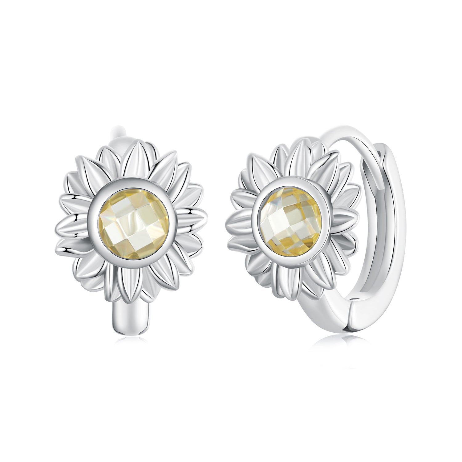 Silver Earrings Sunflower Hoop Earrings For Sale - sursenso Earring