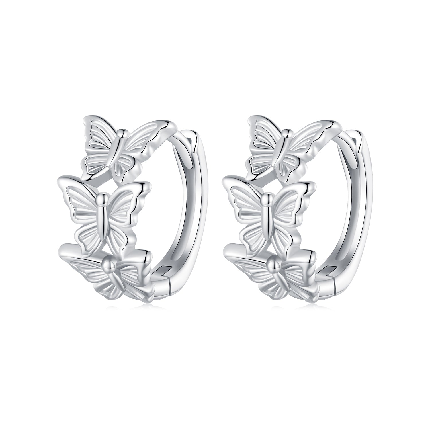 Silver Earrings Swarm Butterflies Hoop Earrings For Sale - sursenso Earring