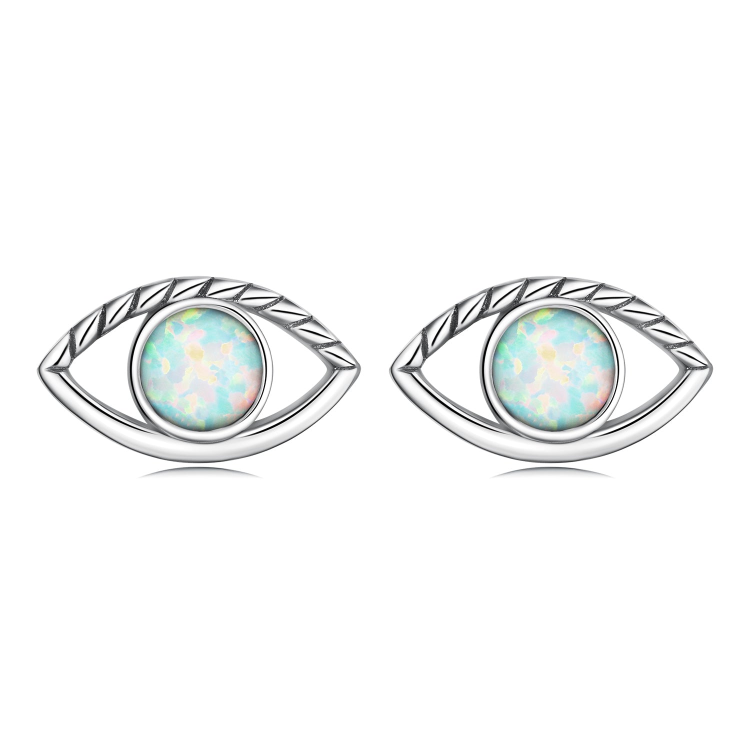 Silver Earrings The Eye of the Devil Opal Stud Earrings For Sale - sursenso Earring