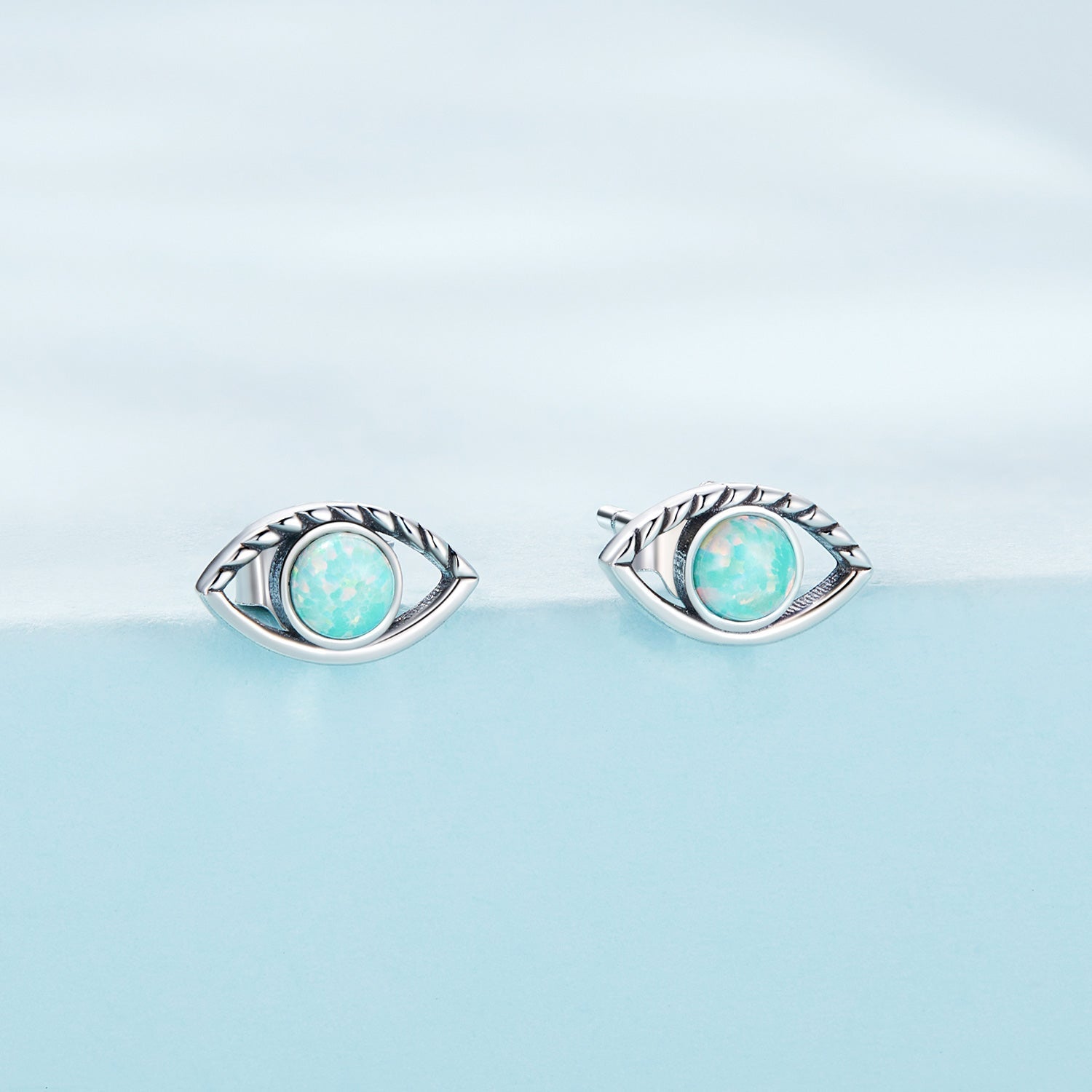 Silver Earrings The Eye of the Devil Opal Stud Earrings For Sale - sursenso Earring