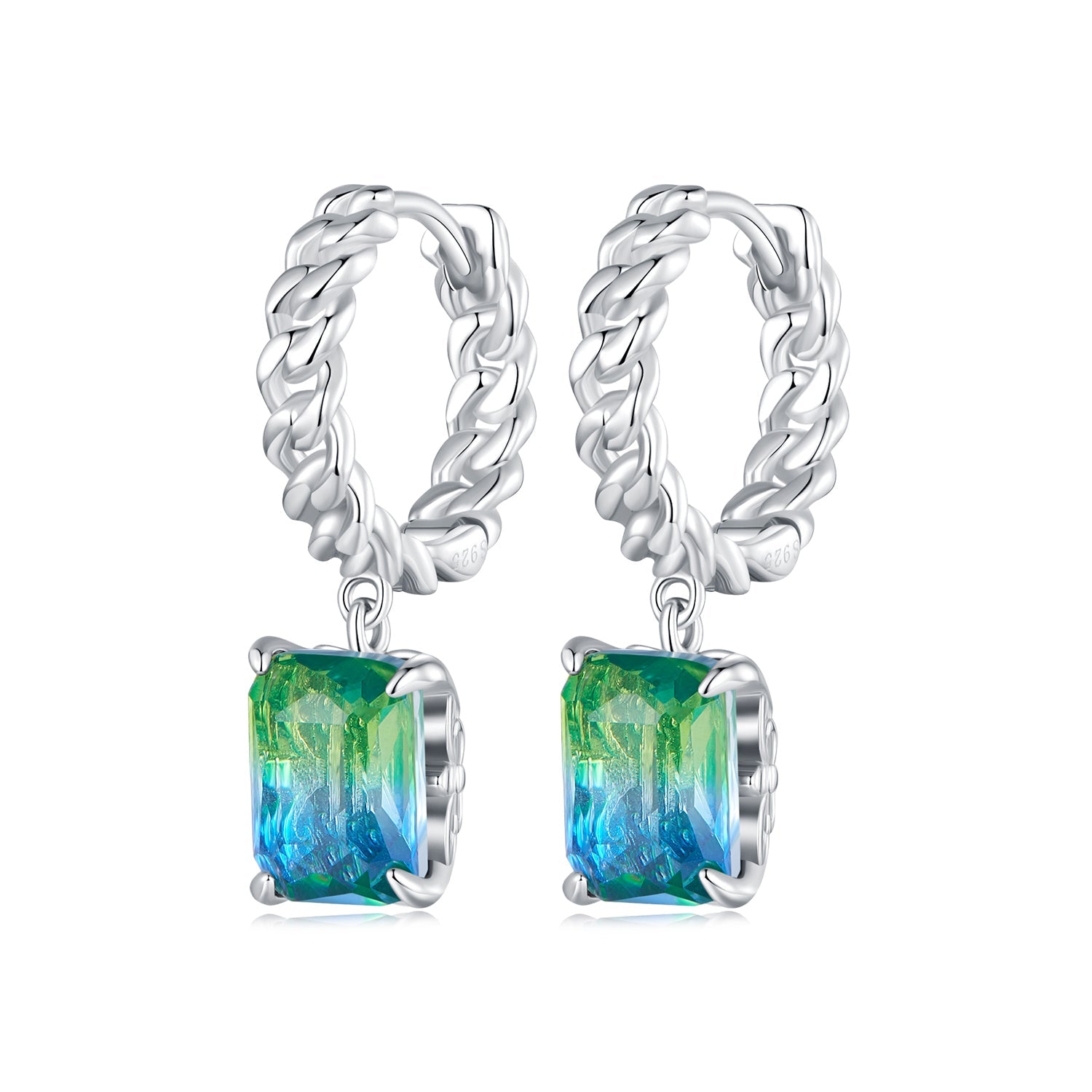 Silver Earrings Tourmaline Hoop Earrings For Sale - sursenso Earring