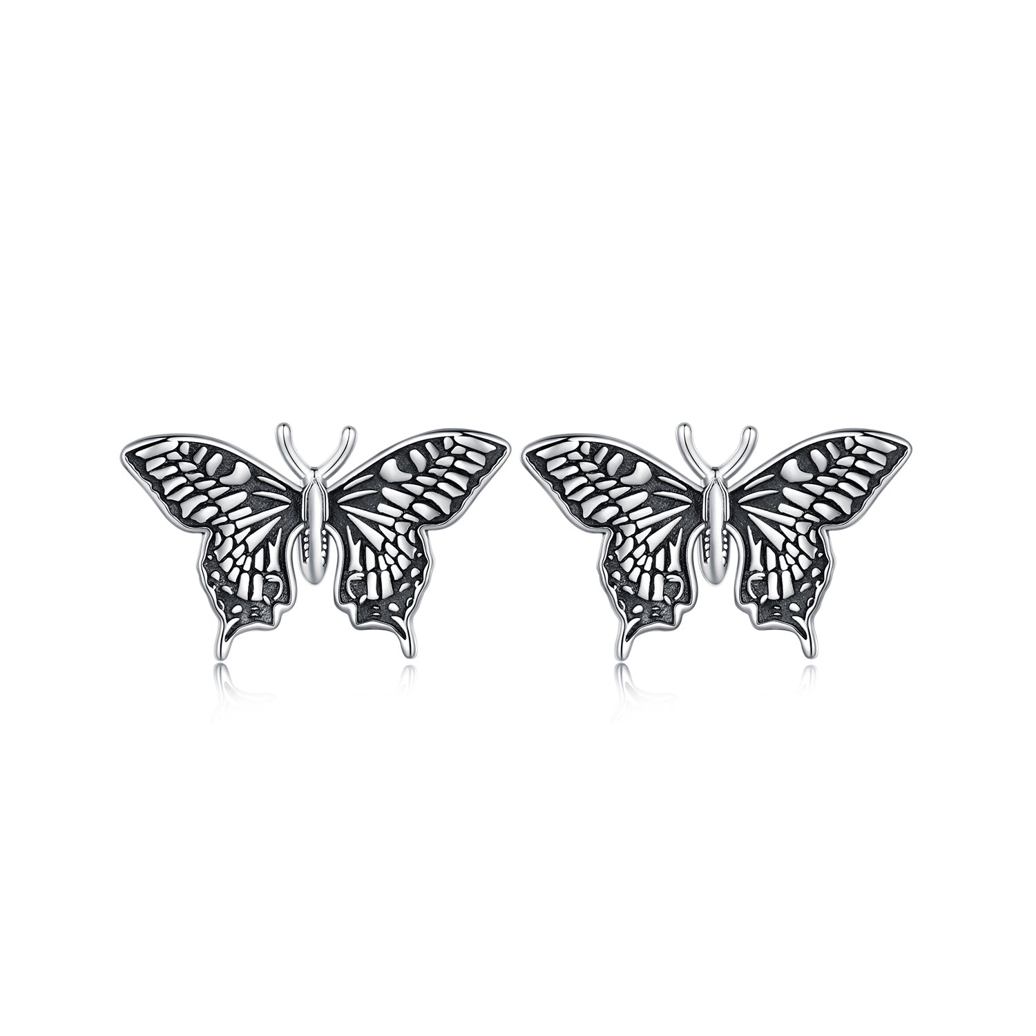 Silver Earrings Vivid Black Butterfly Stud Earrings For Sale - sursenso Earring