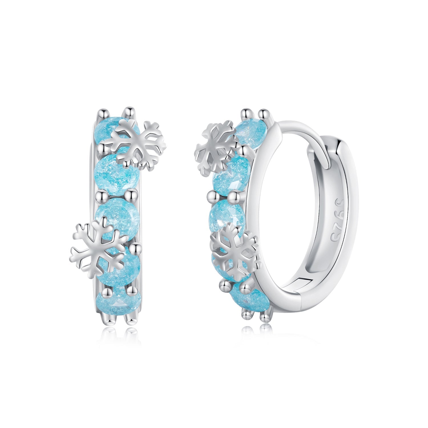 Silver Earrings Winter Ice Flower CZ Hoop Earrings For Sale - sursenso Earring
