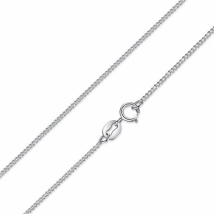 Silver Necklace Classic Curb Chain Pendant Necklace with Lobster Clasp For Sale - sursenso Necklaces