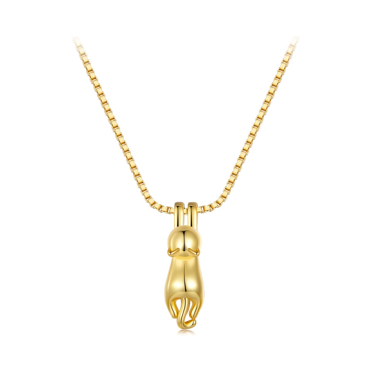 Silver Necklace Kitten Pendant Necklace with Lobster Clasp For Sale - sursenso Necklaces