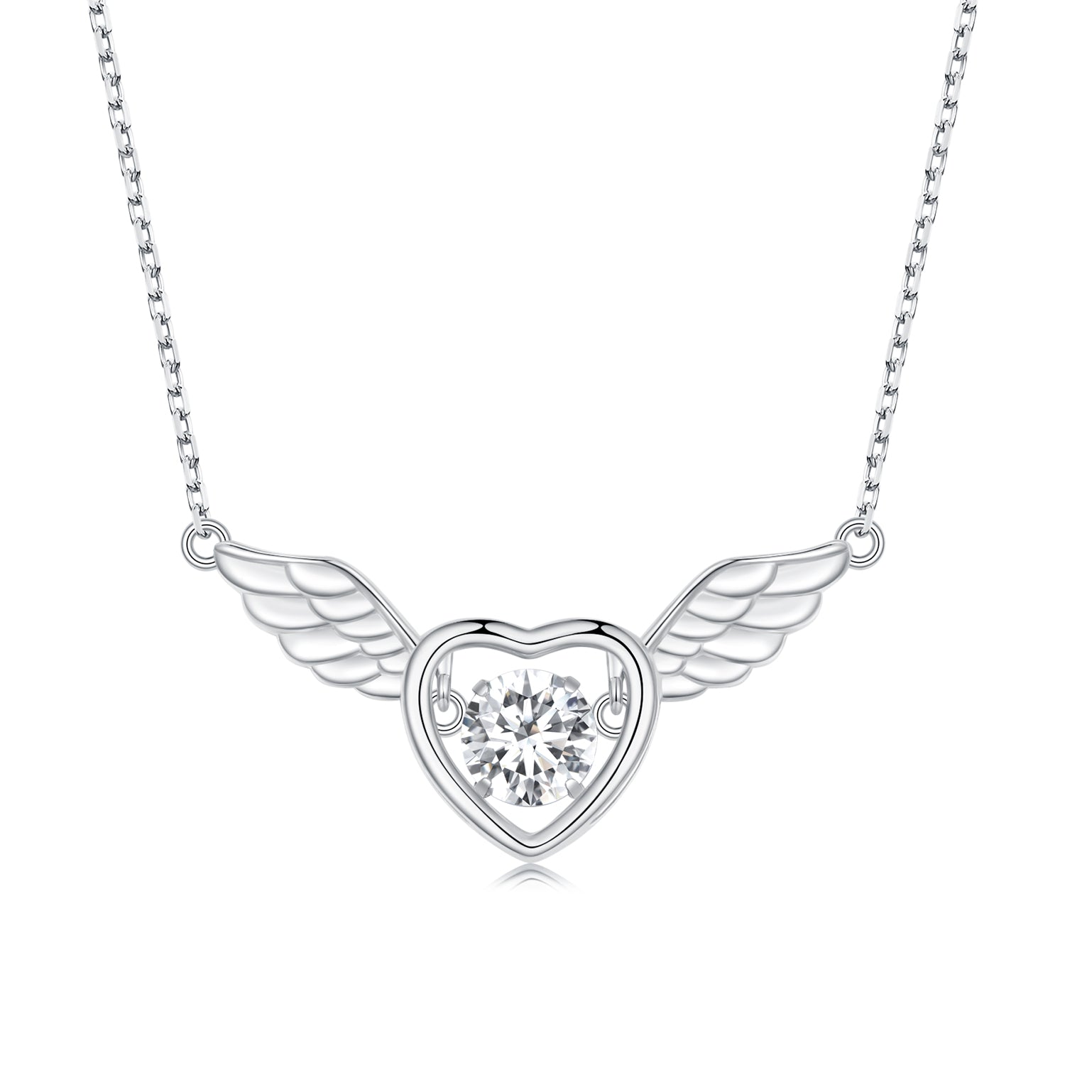 Silver Necklace Nimble Wings CZ Pendant with Lobster Clasp Adjustable For Sale - sursenso Necklaces