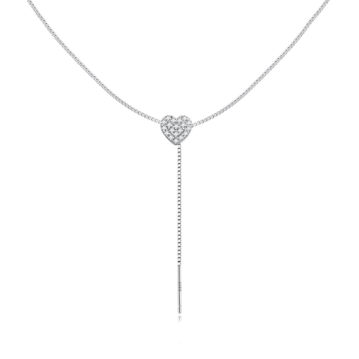 Silver Necklace Simple Love Heart Pendant with Lobster Clasp Jewelry Adjustable For Sale - sursenso Necklaces