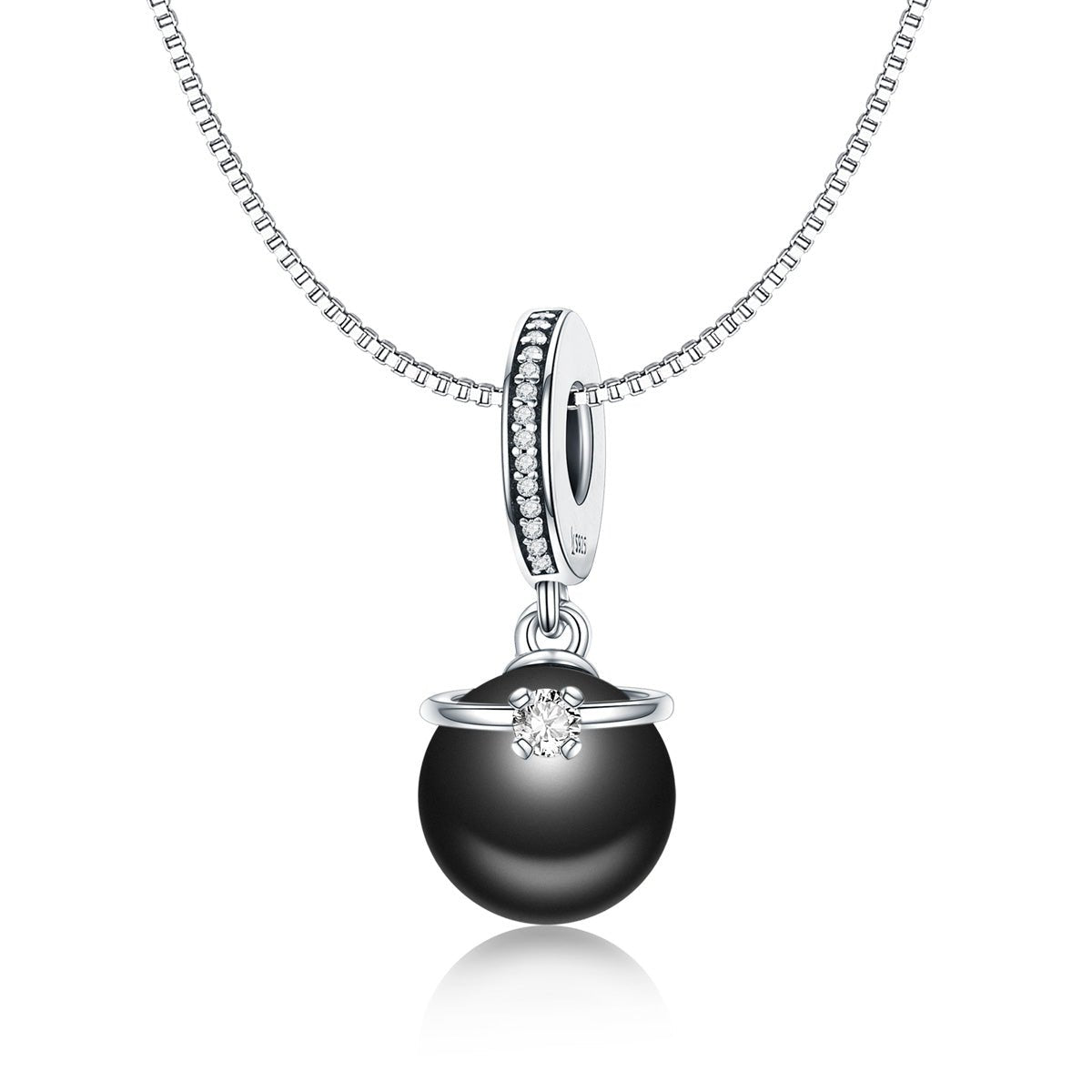 Silver Pendant Black Pearl CZ Dangle Charm For Sale - sursenso Pendant